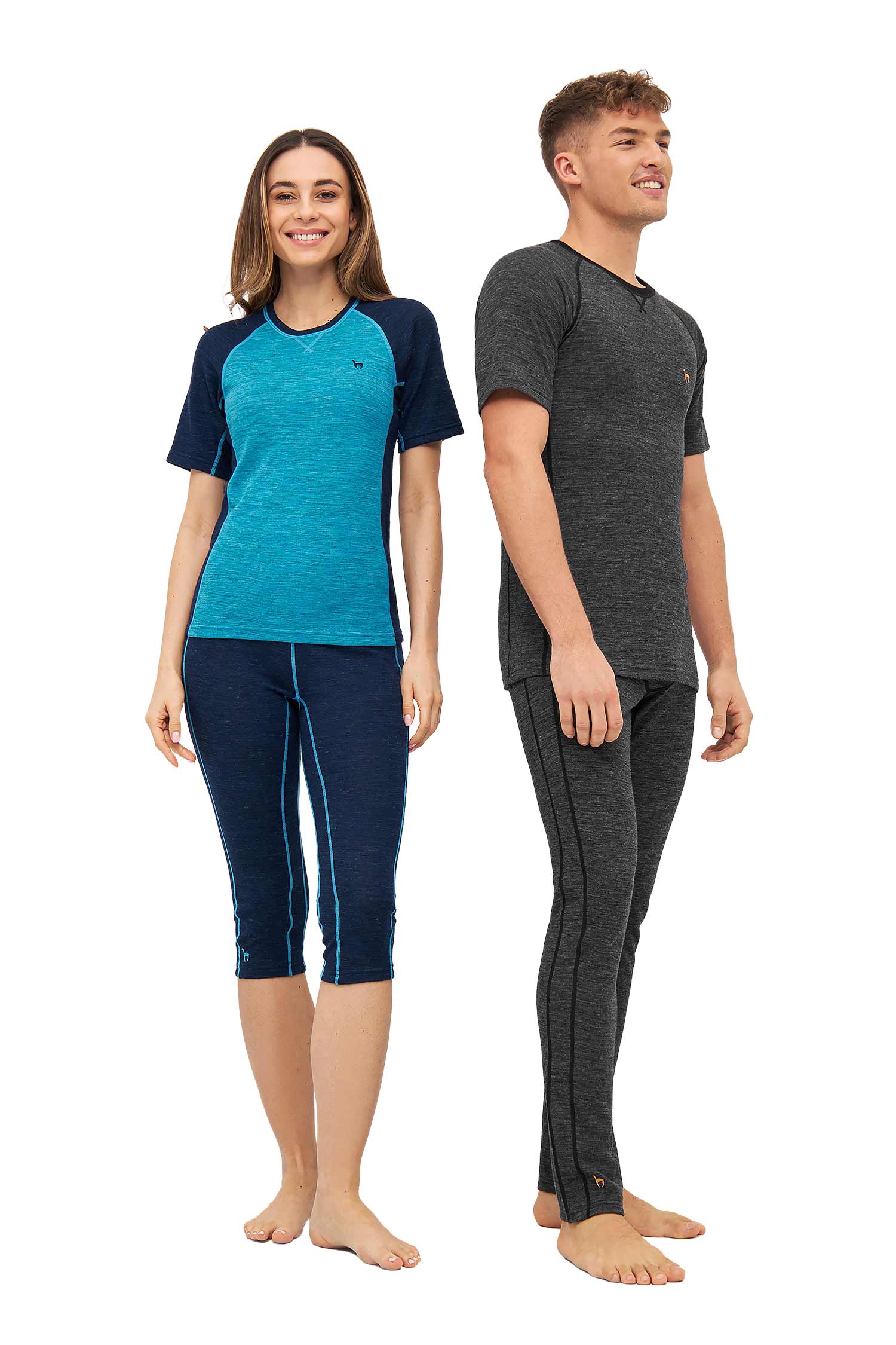 Alpaka Shirt THERMO-navy/türkis
