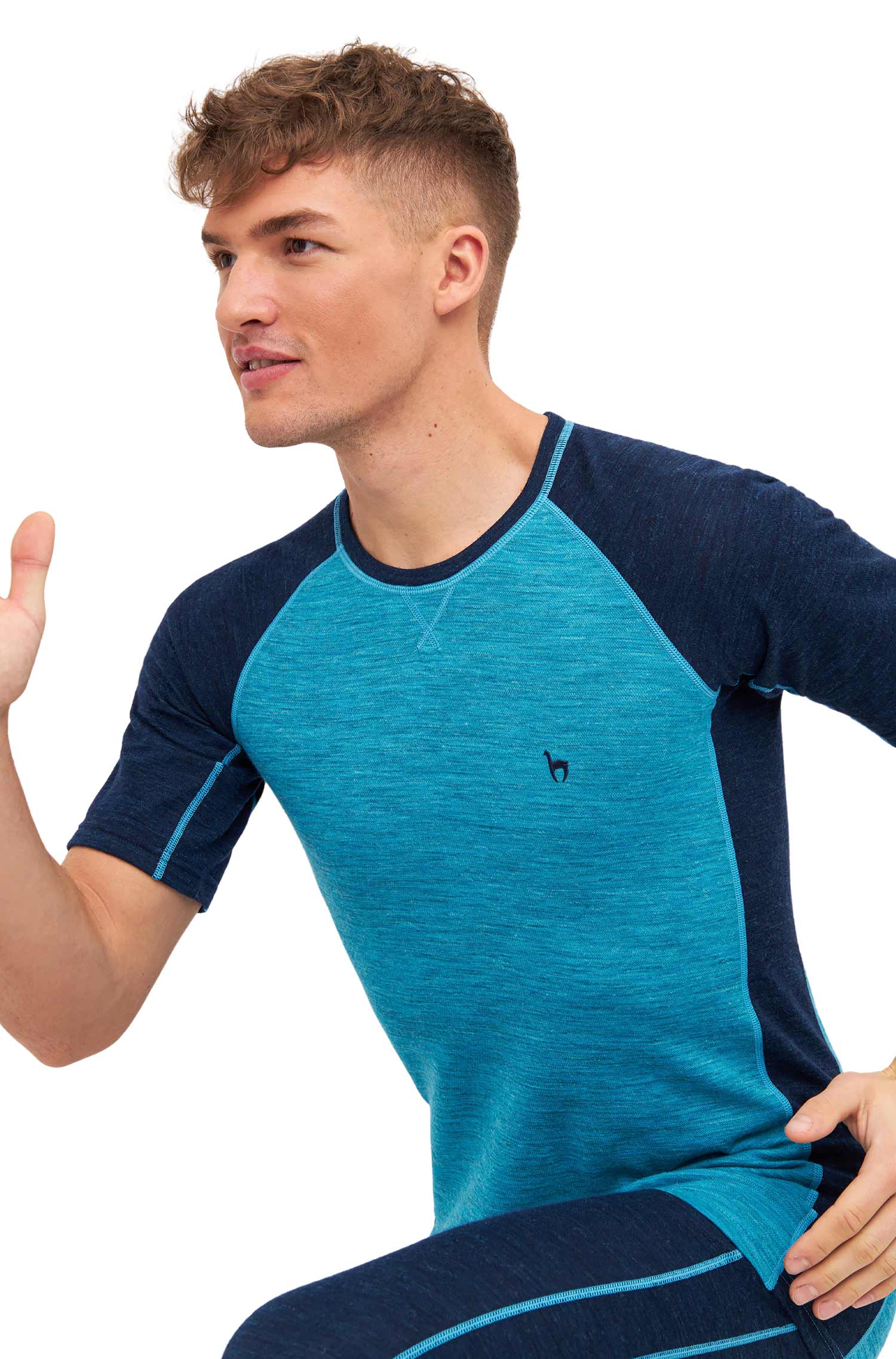 Alpaka Shirt THERMO-navy/türkis