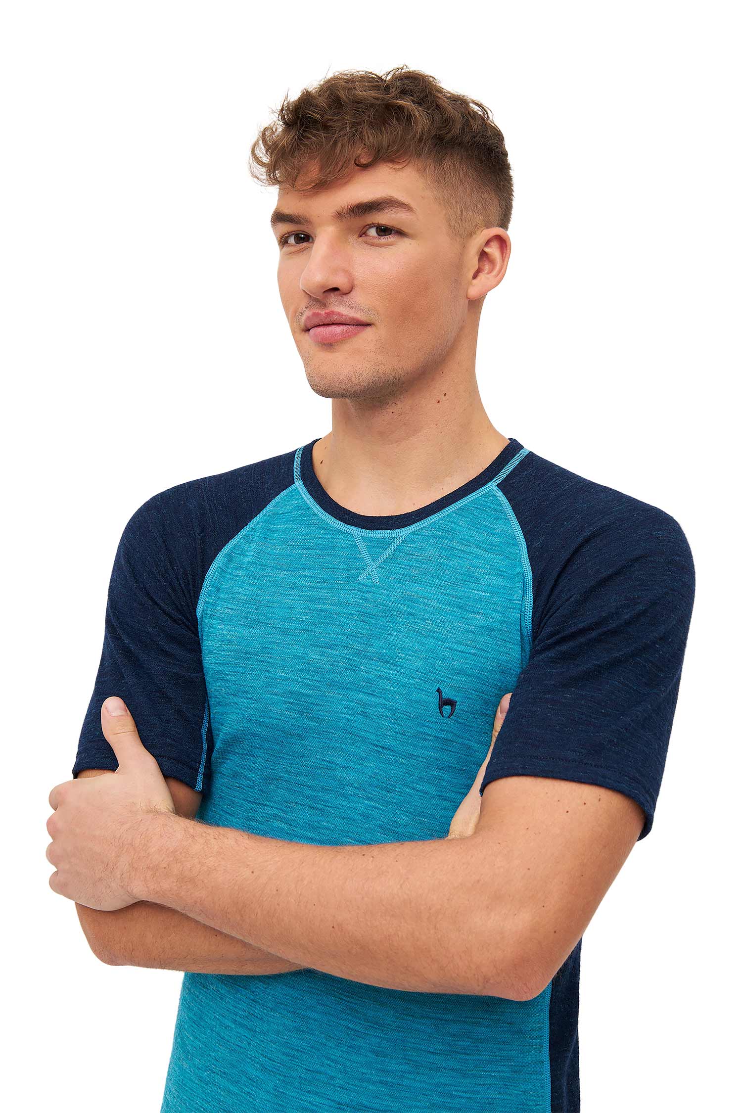 Alpaka Shirt THERMO-navy/türkis
