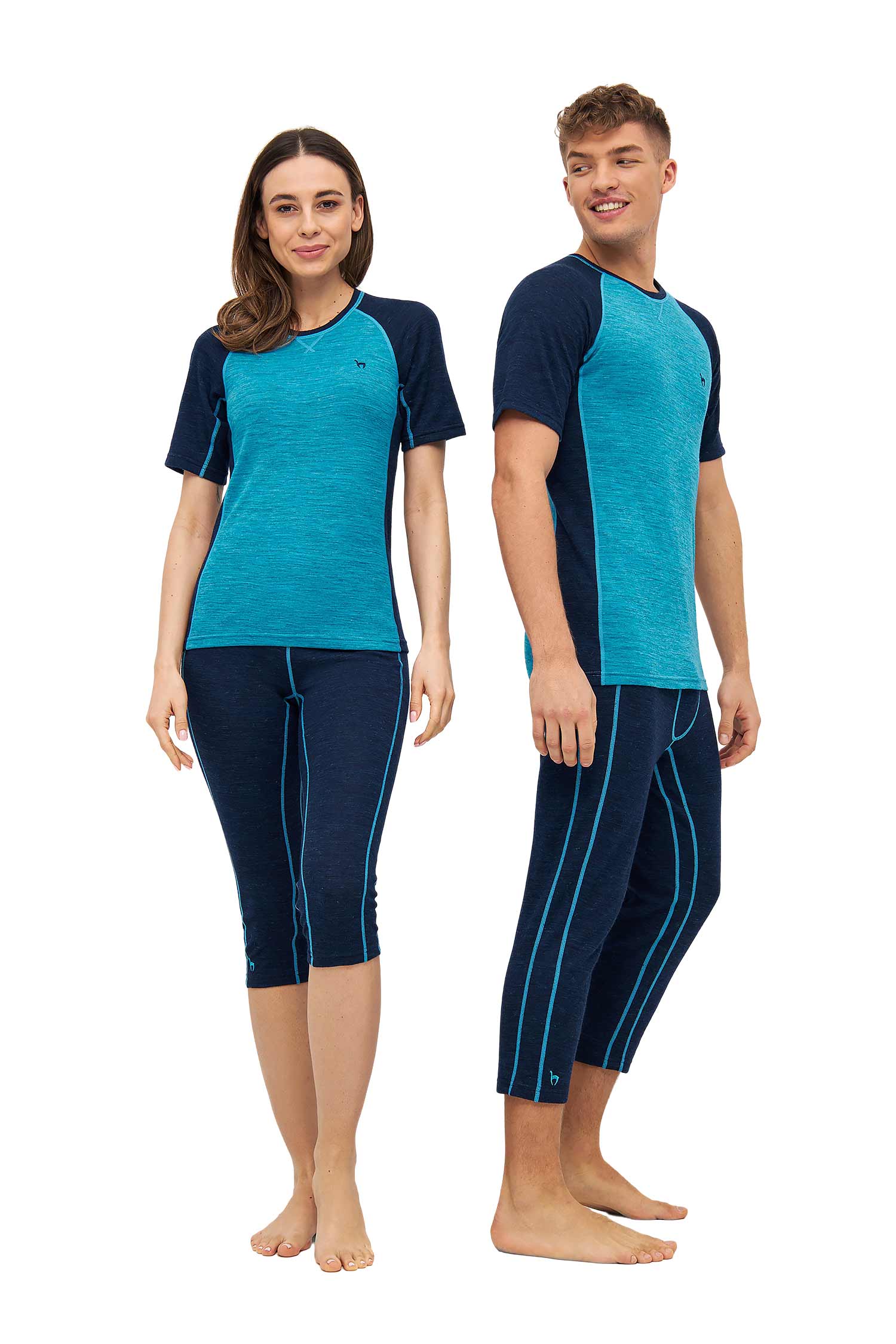 Alpaka Shirt THERMO-navy/türkis