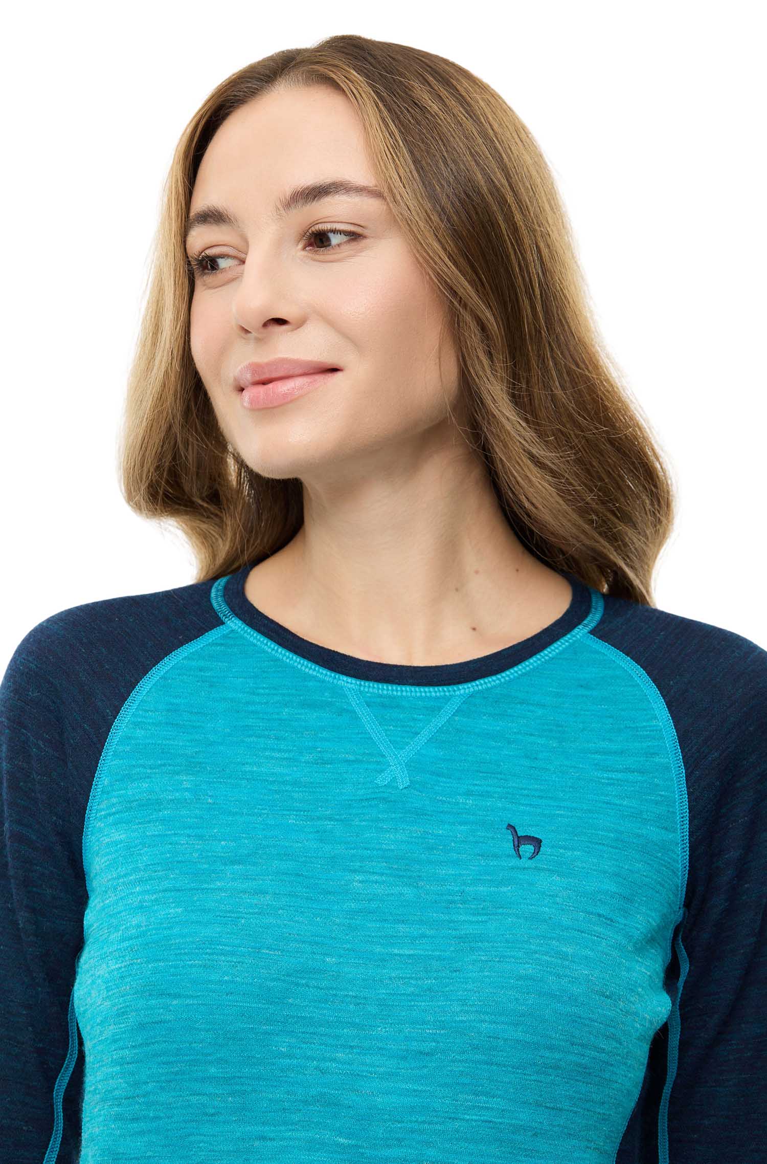 Alpaka Langarmshirt THERMO-navy/türkis