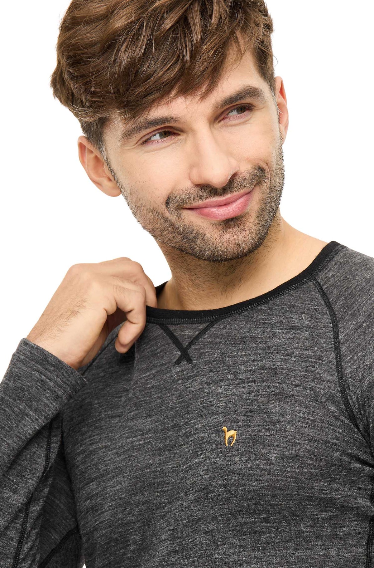 Alpaka Langarmshirt THERMO-anthrazit