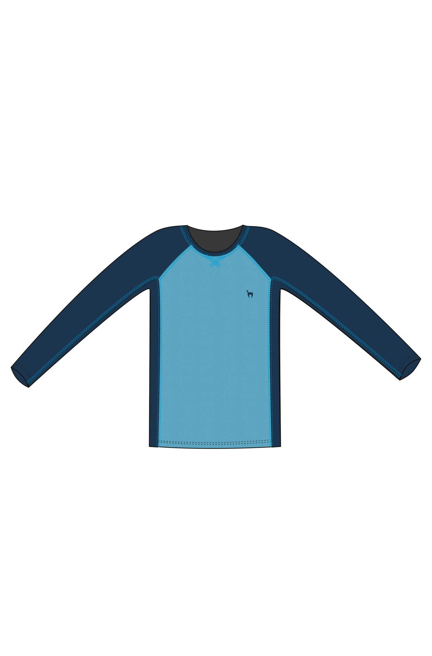 Alpaka Langarmshirt THERMO-navy/türkis