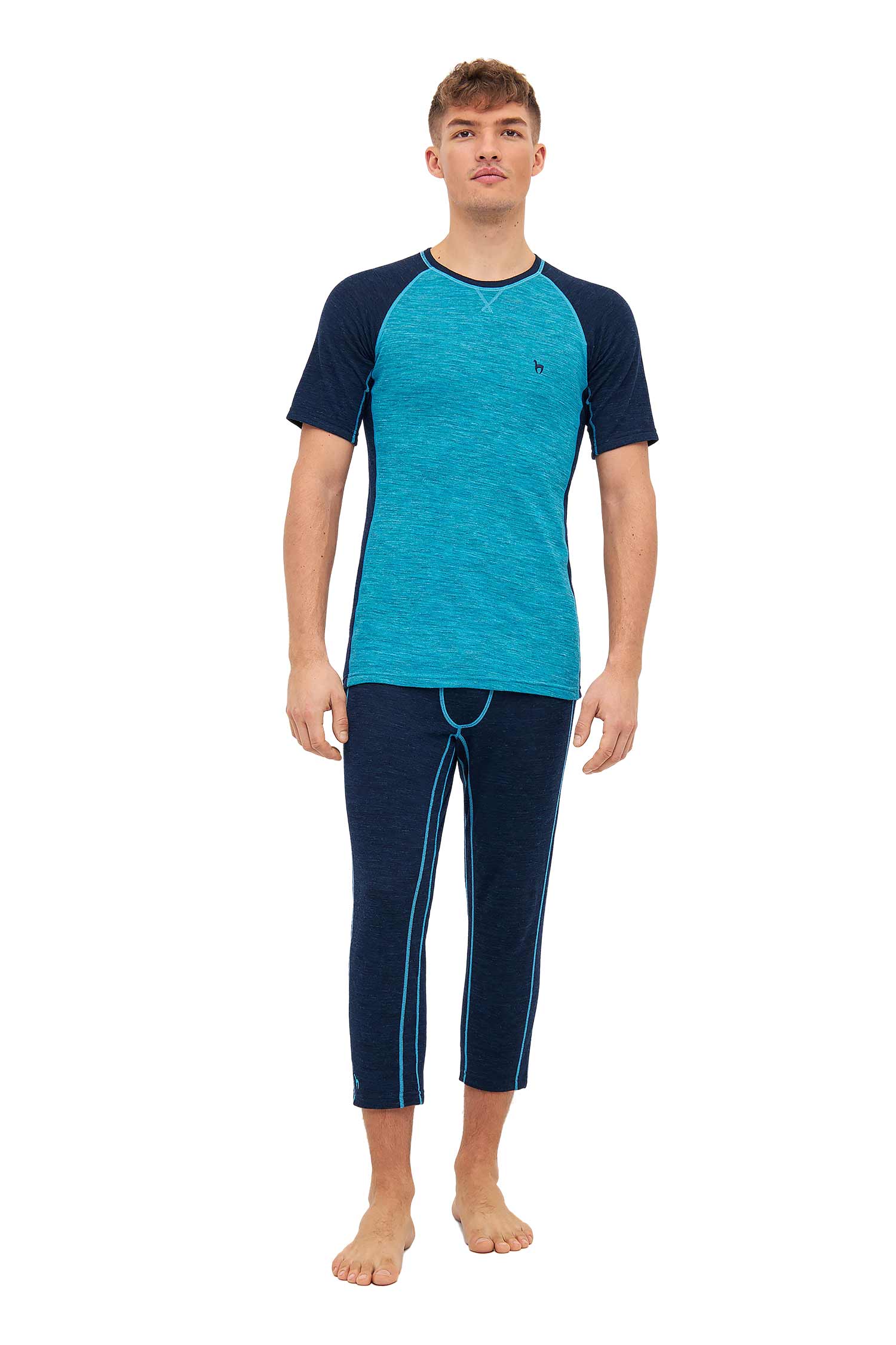 Alpaka 3/4-Leggings THERMO-navy/türkis