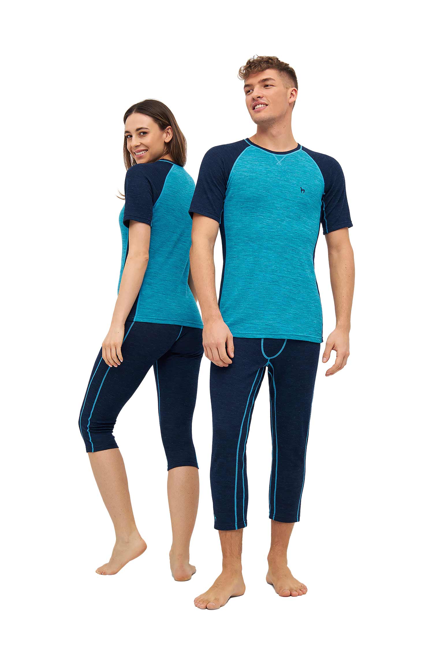 Alpaka 3/4-Leggings THERMO-navy/türkis