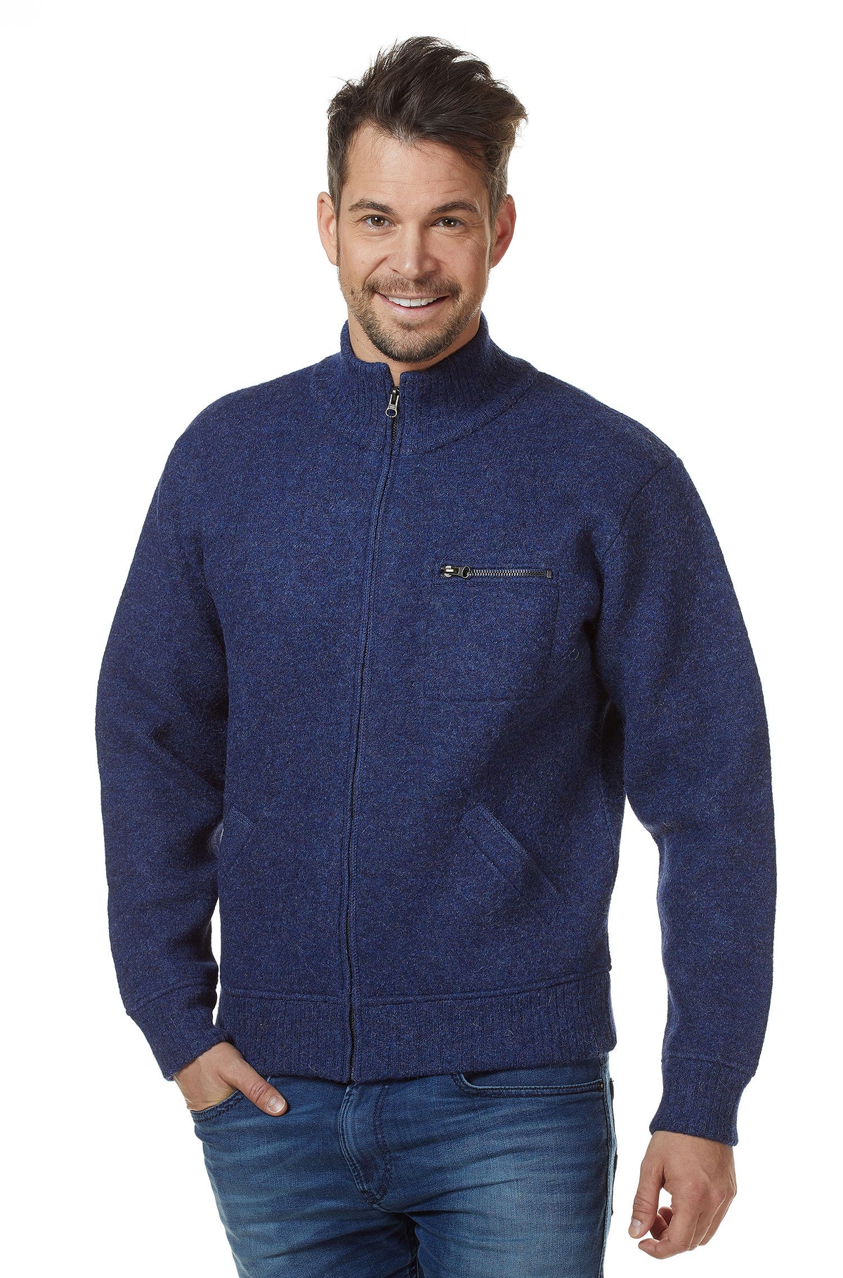 Alpaka Jacke GEORGE-blau