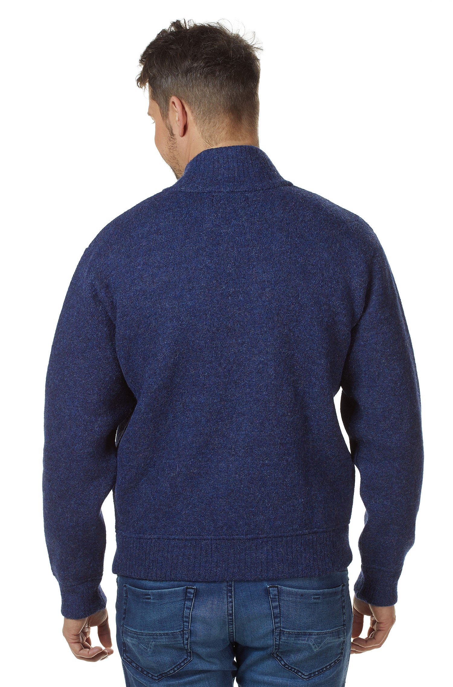 Alpaka Jacke GEORGE aus Baby Alpaka und Wolle-blau