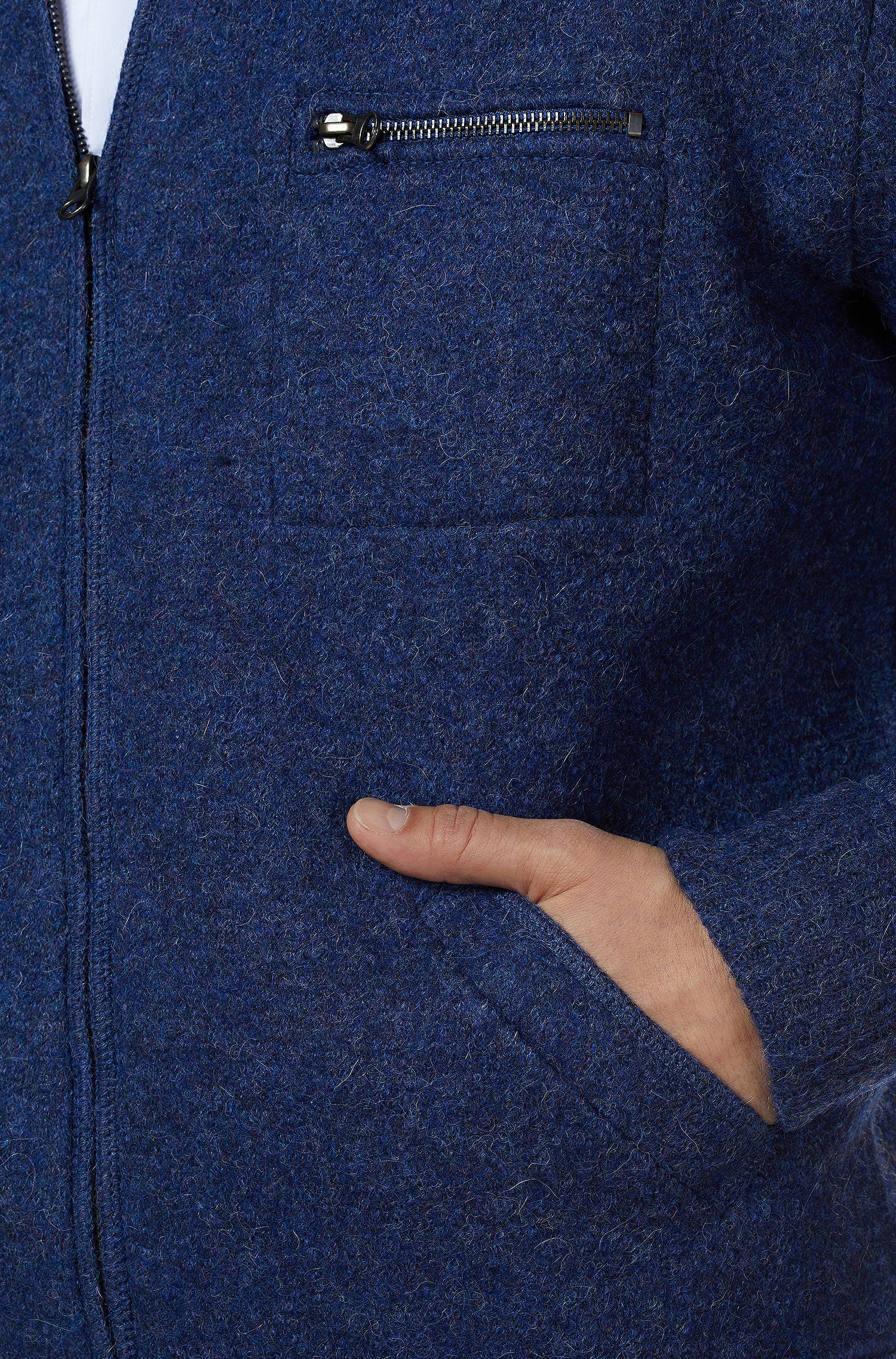 Alpaka Jacke GEORGE aus Baby Alpaka und Wolle-blau