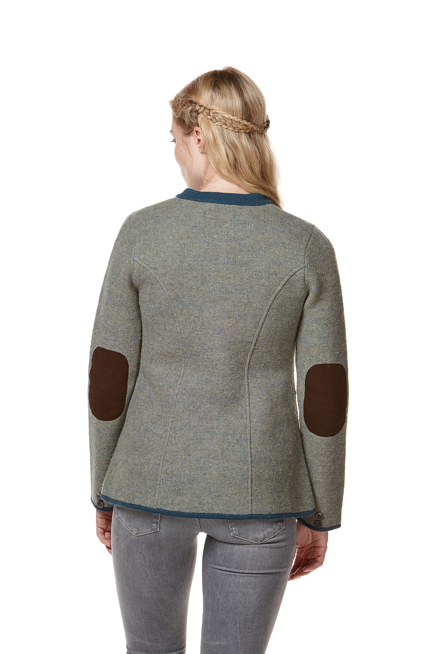 Alpaka Jacke FIONA aus Alpaka und Wolle-grau/grün