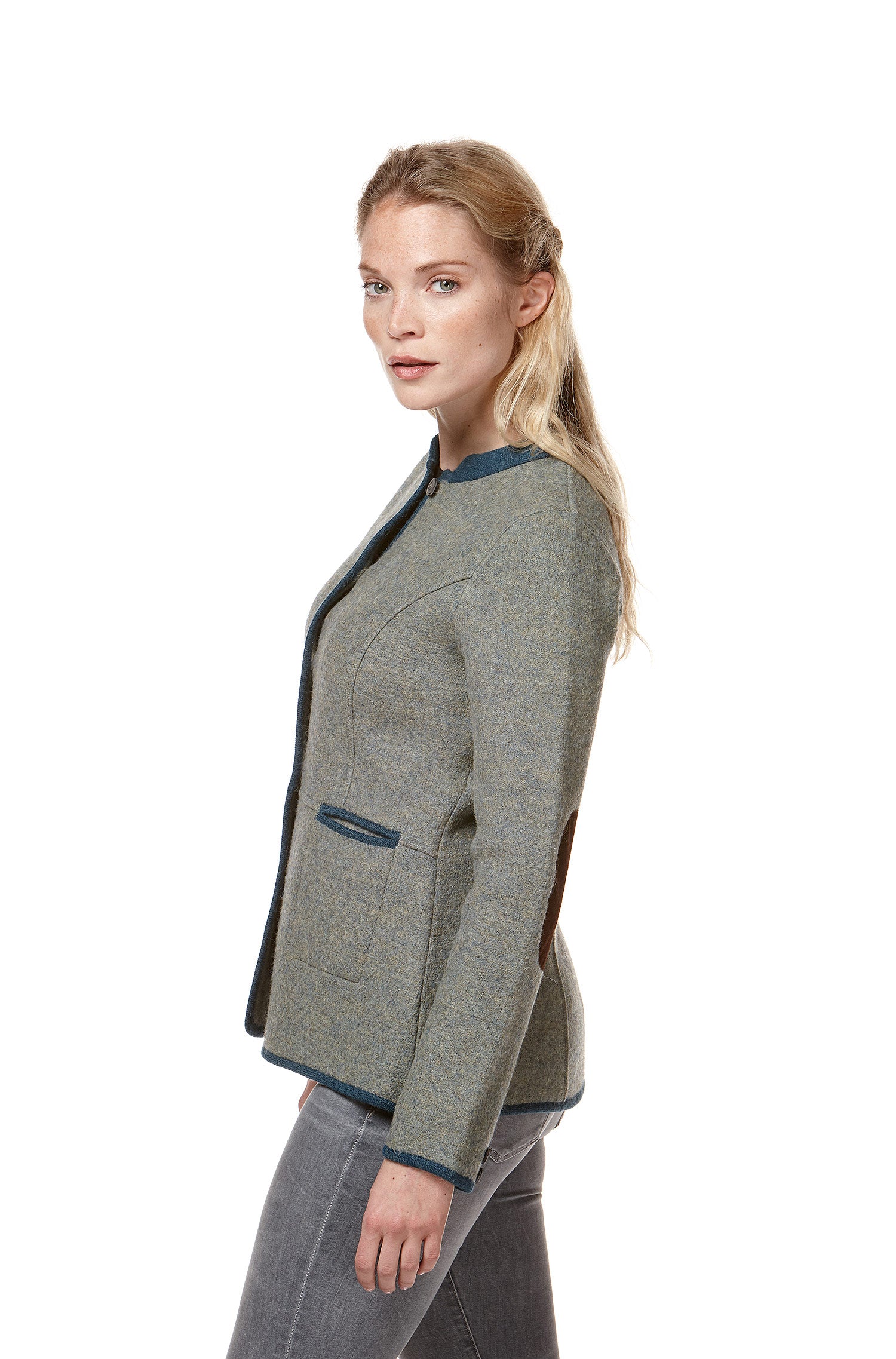 Alpaka Jacke FIONA aus Alpaka und Wolle-grau/grün