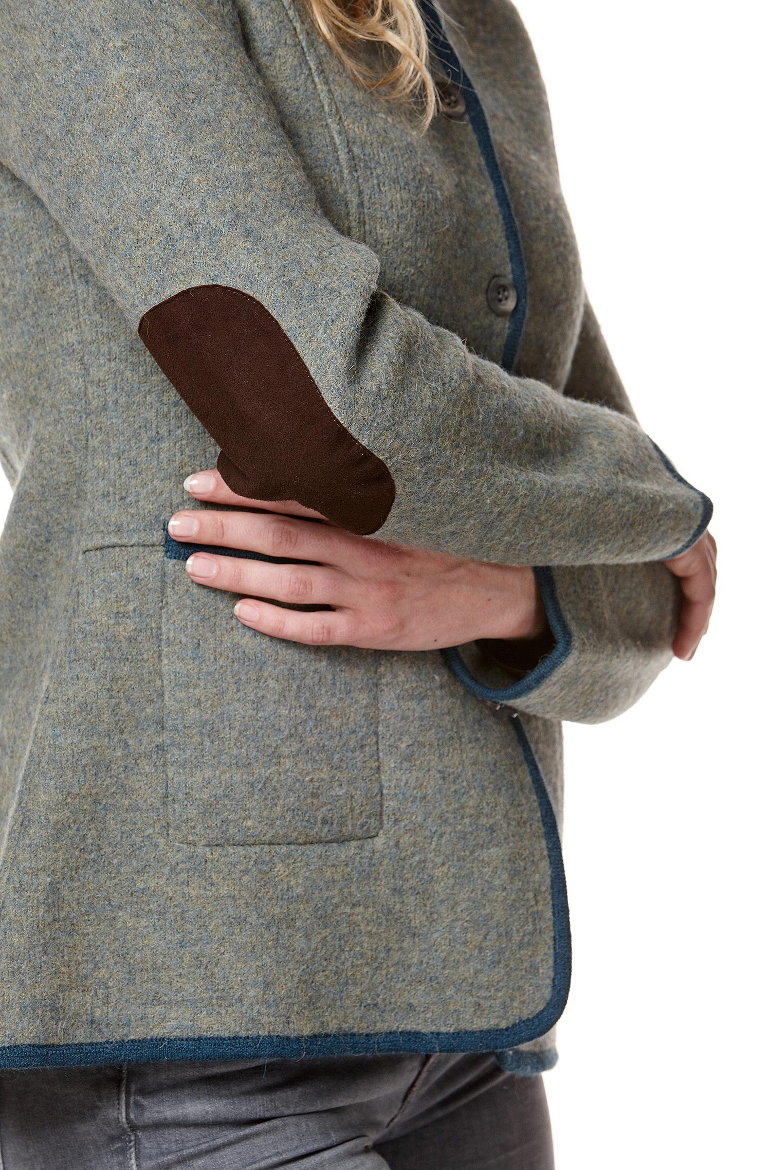 Alpaka Jacke FIONA aus Alpaka und Wolle-grau/grün