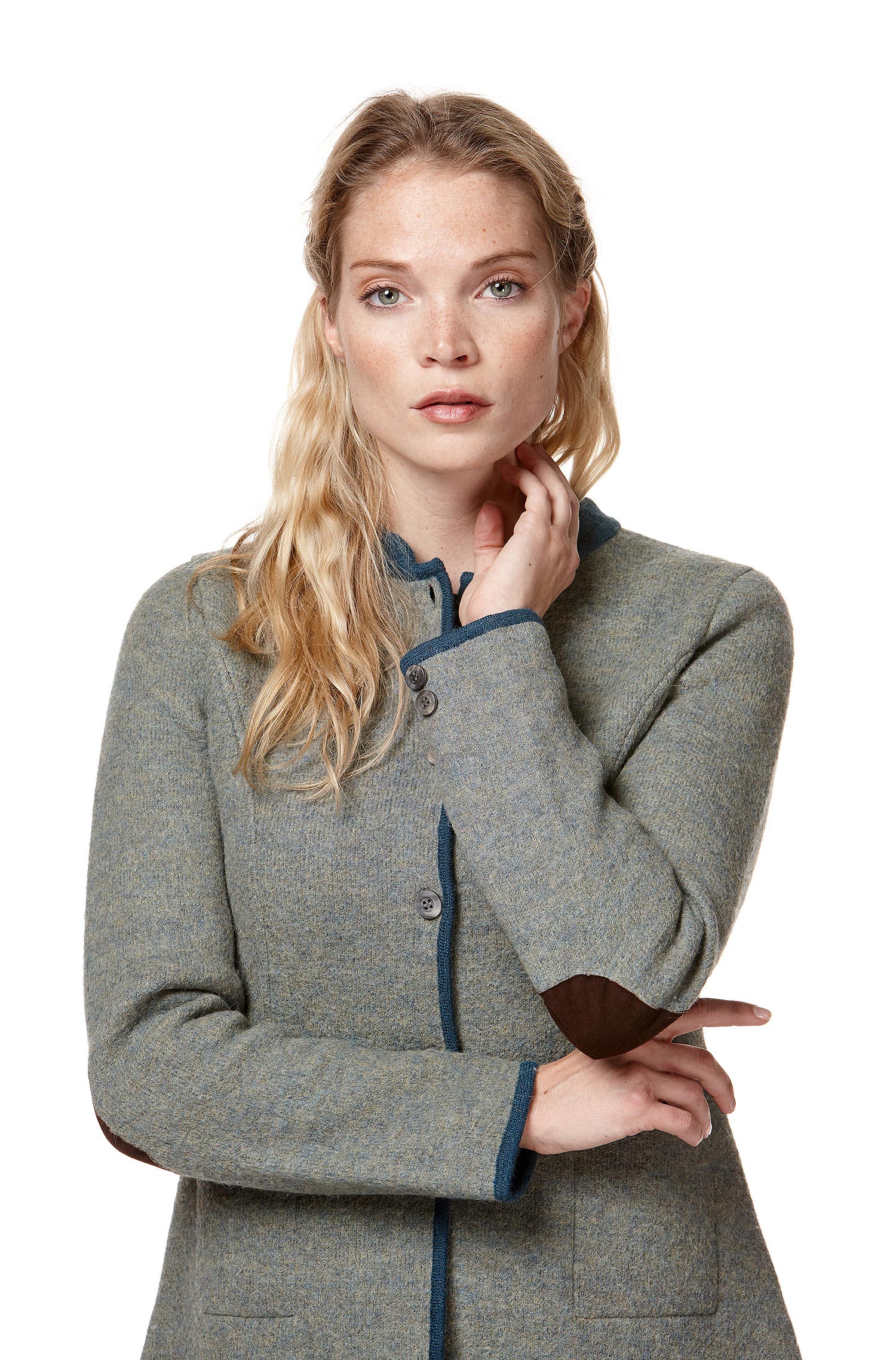 Alpaka Jacke FIONA aus Alpaka und Wolle-grau/grün