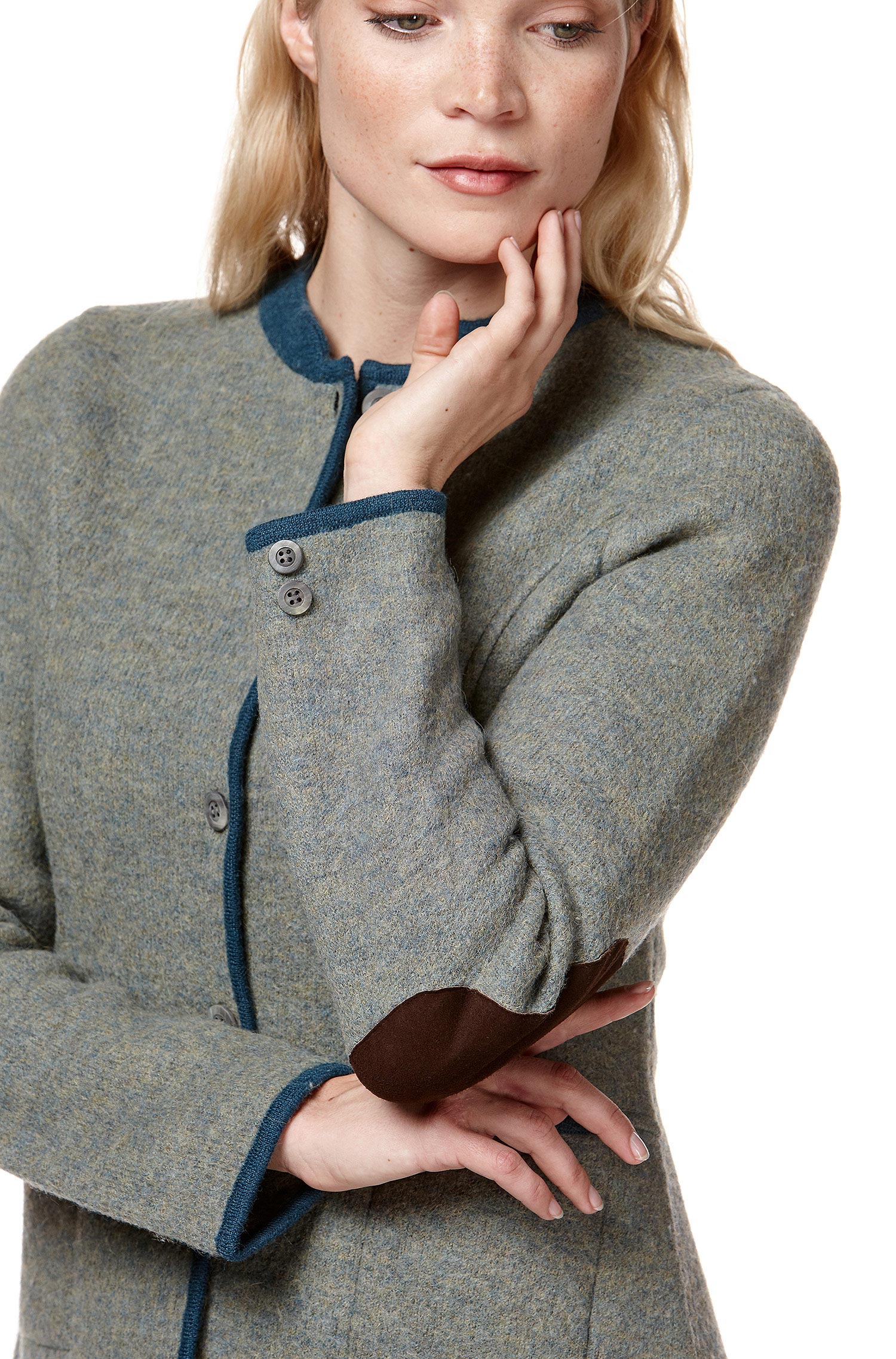 Alpaka Jacke FIONA aus Alpaka und Wolle-grau/grün