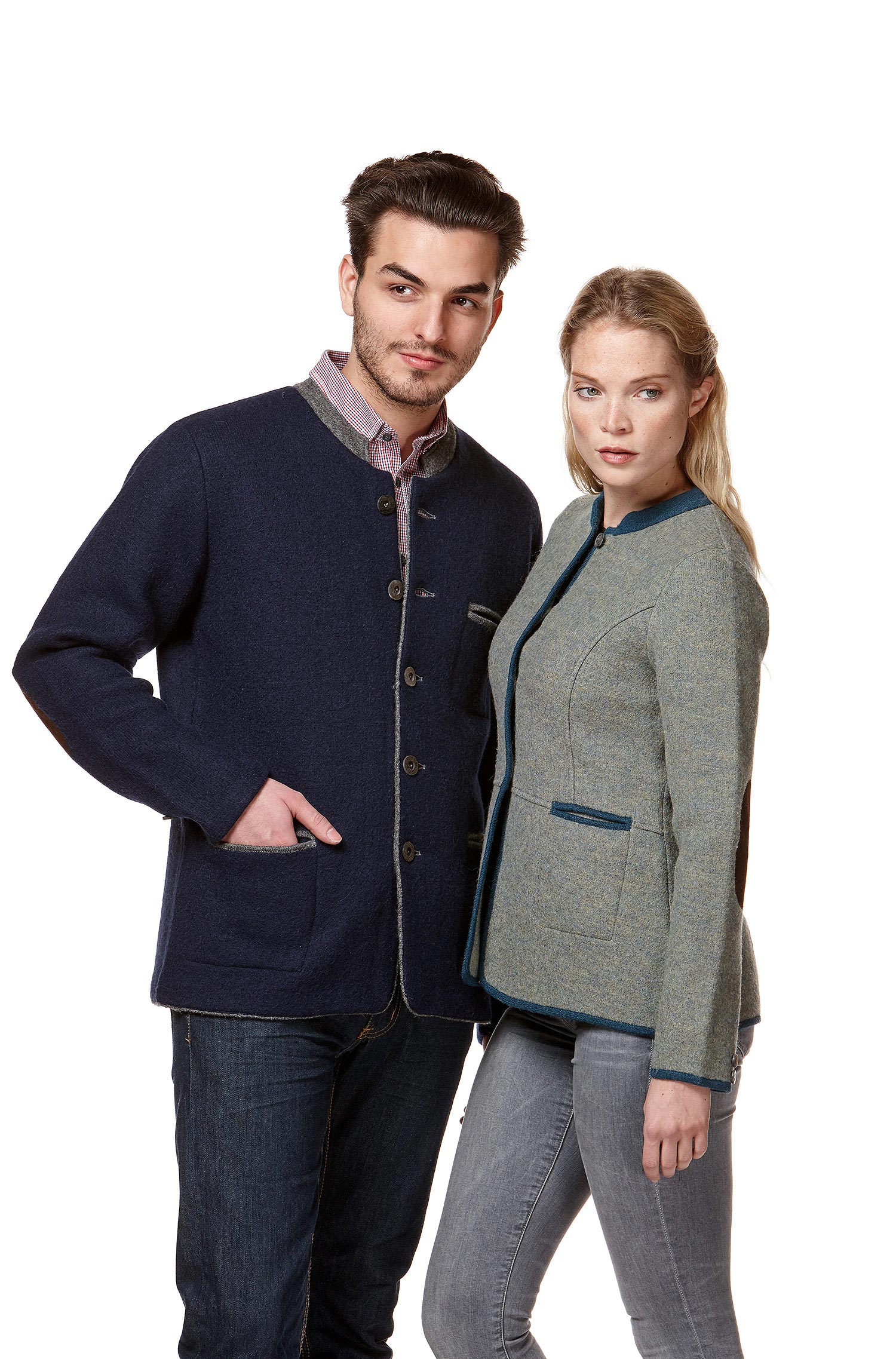 Alpaka Jacke FIONA aus Alpaka und Wolle-grau/grün