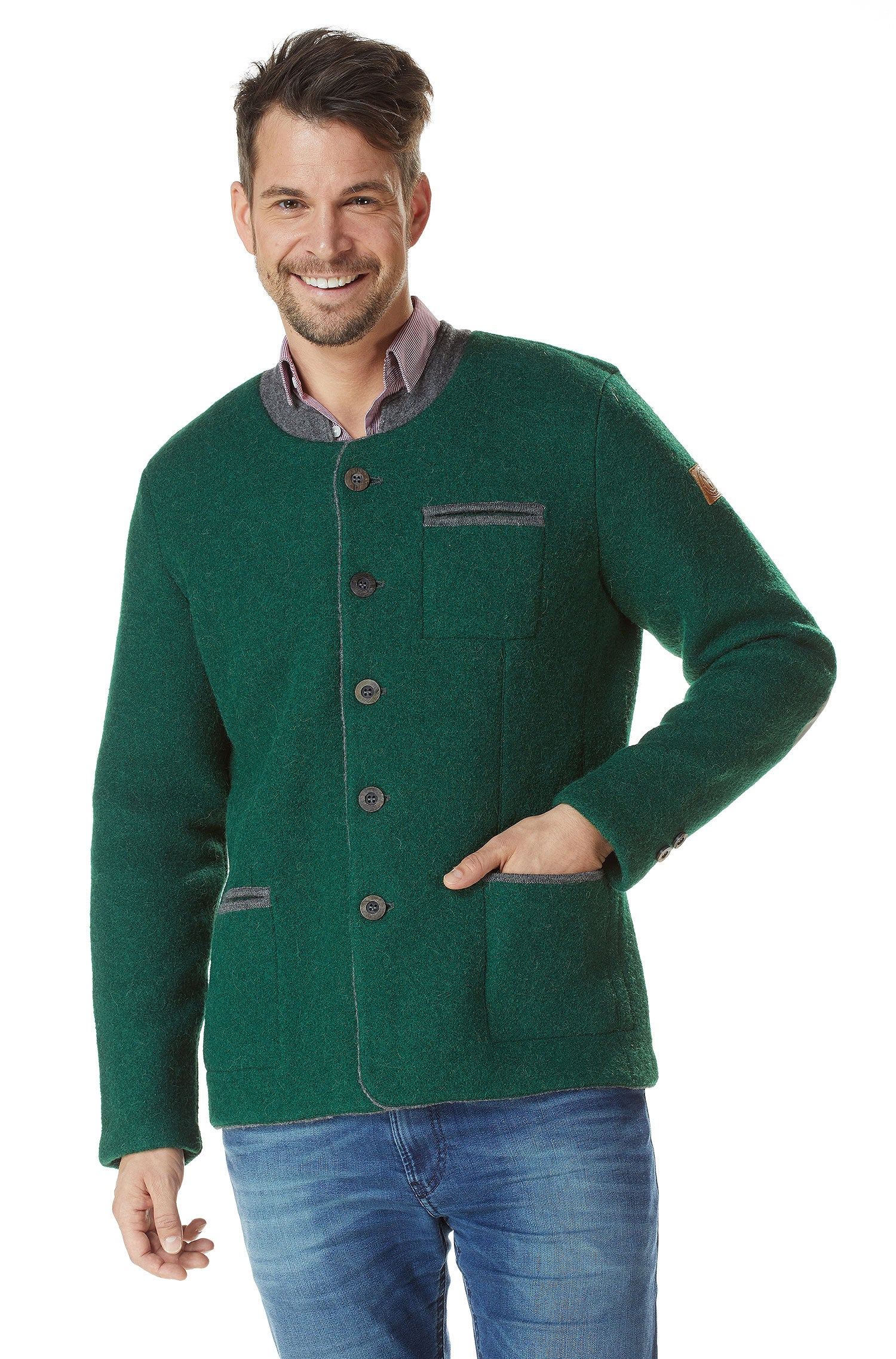 Alpaka Trachtenjacke FELIX aus Alpaka und Wolle-jagdgrün