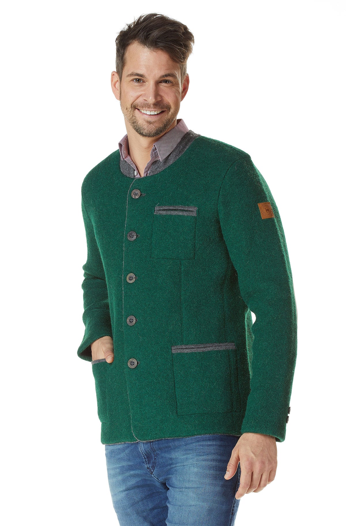 Alpaka Trachtenjacke FELIX aus Alpaka und Wolle-jagdgrün
