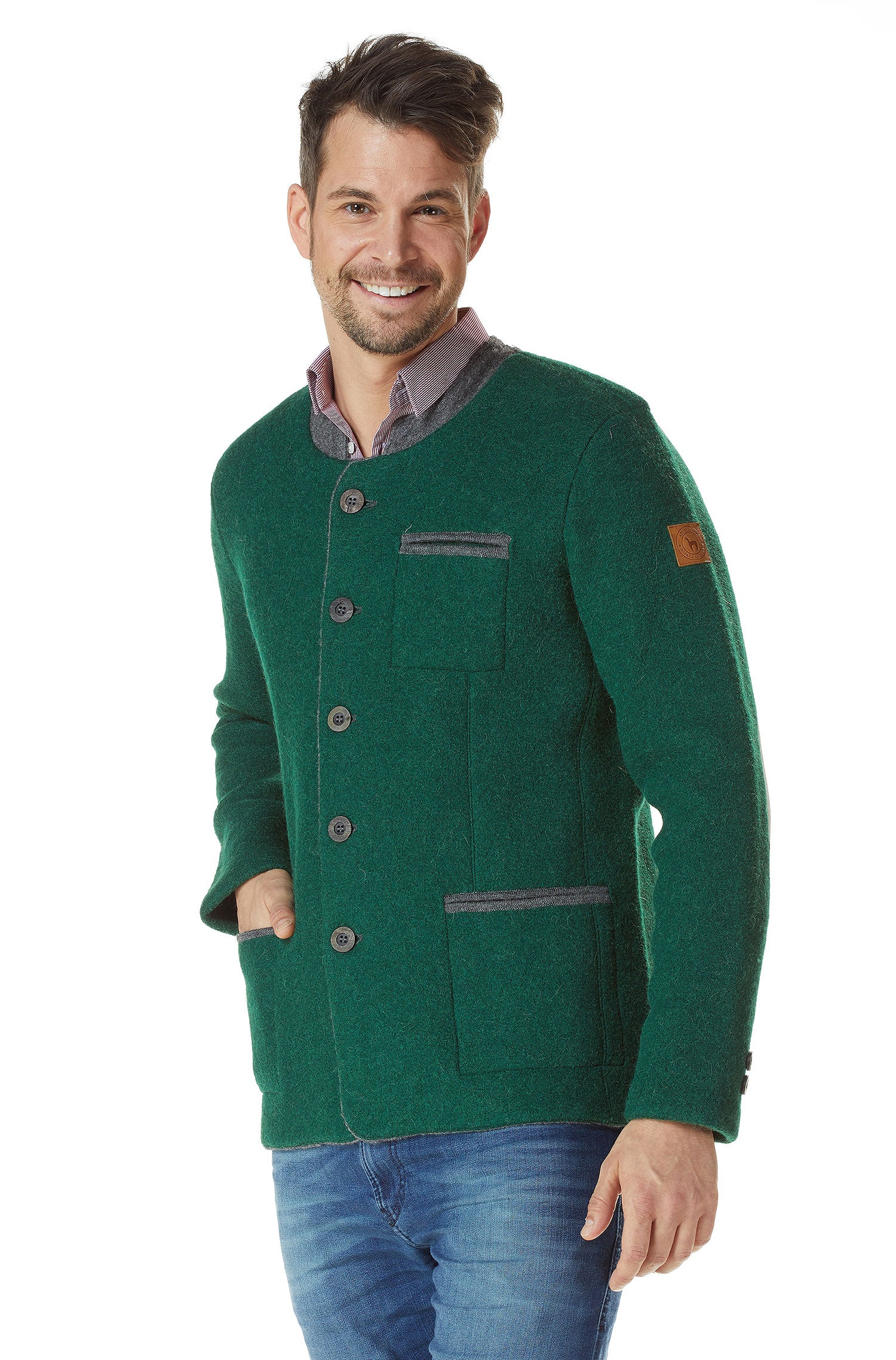 Alpaka Trachtenjacke FELIX aus Alpaka und Wolle-jagdgrün