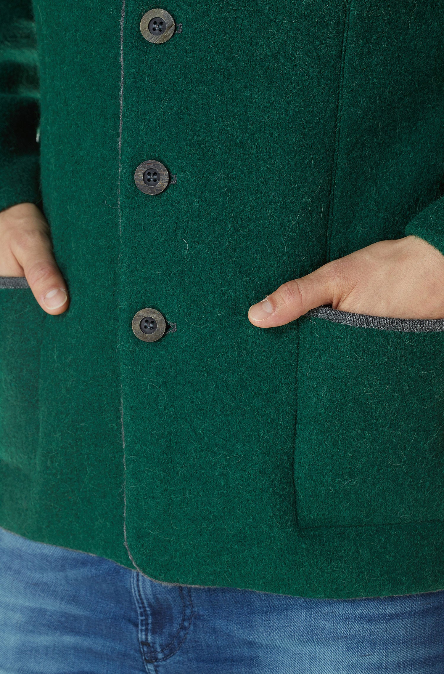 Alpaka Trachtenjacke FELIX aus Alpaka und Wolle-jagdgrün