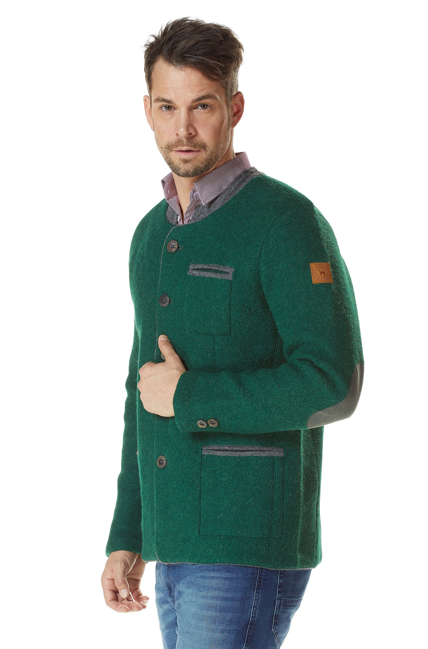 Alpaka Trachtenjacke FELIX aus Alpaka und Wolle-jagdgrün