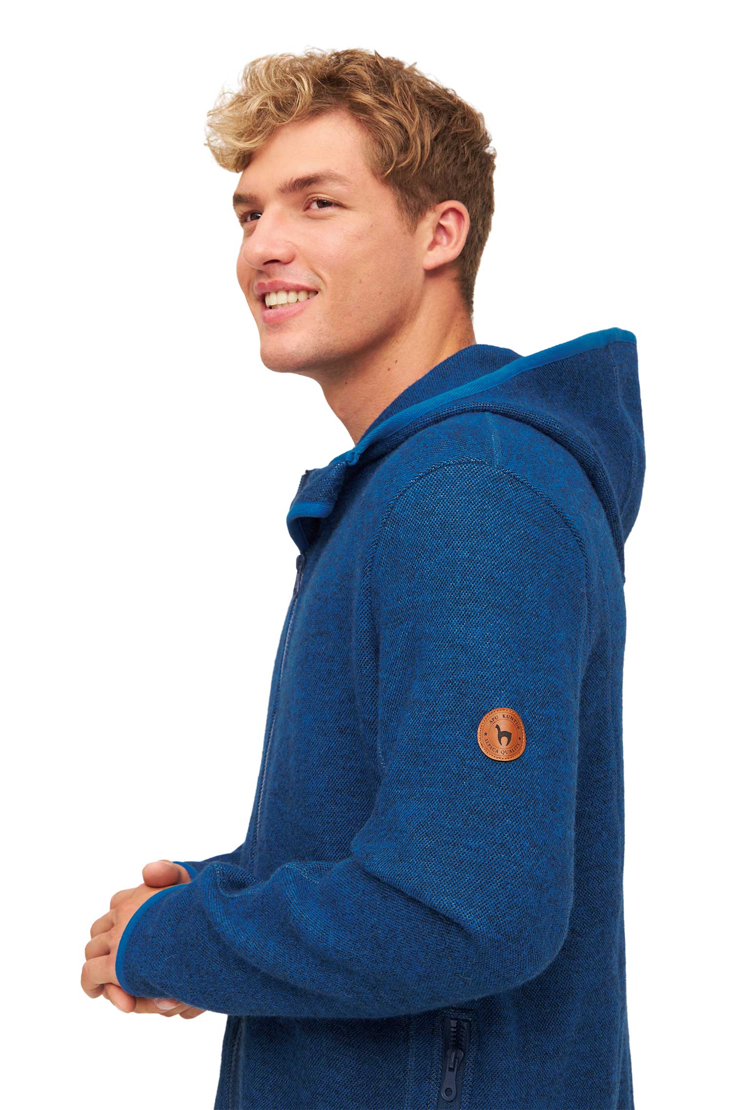 Alpaka Kapuzenjacke ALPACA SPORT aus Alpaka-Woll-Mix-blau