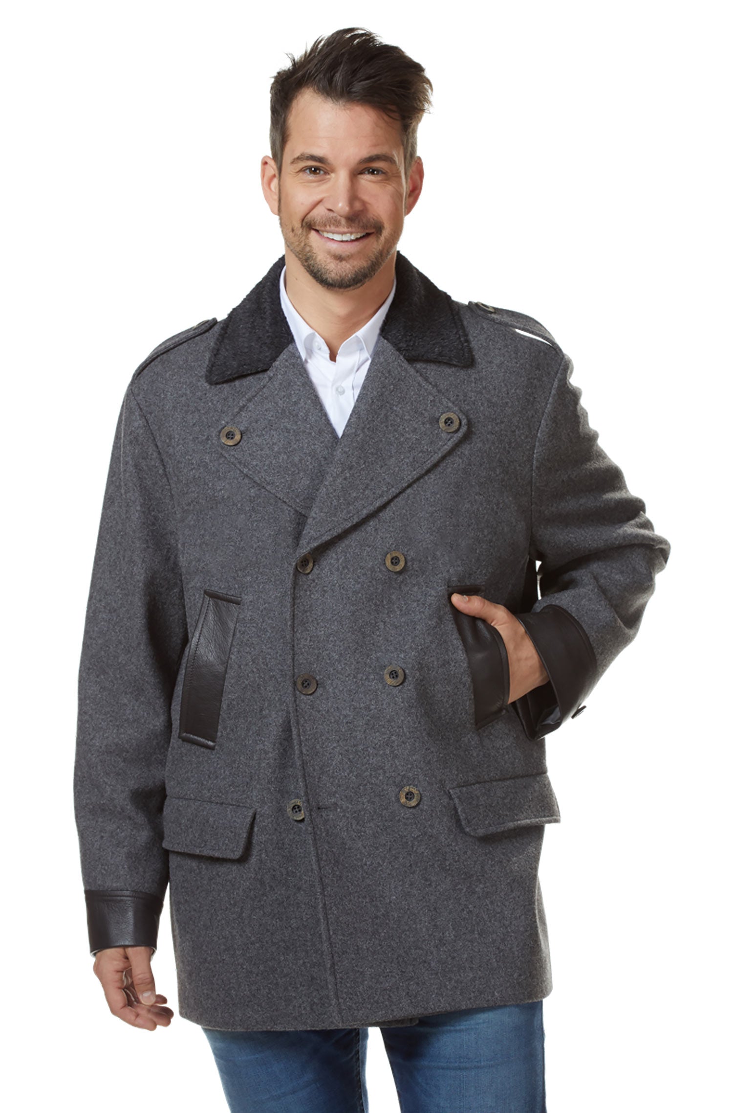 Alpaka Mantel COLANI aus Alpaka und Woll-Mix-grau