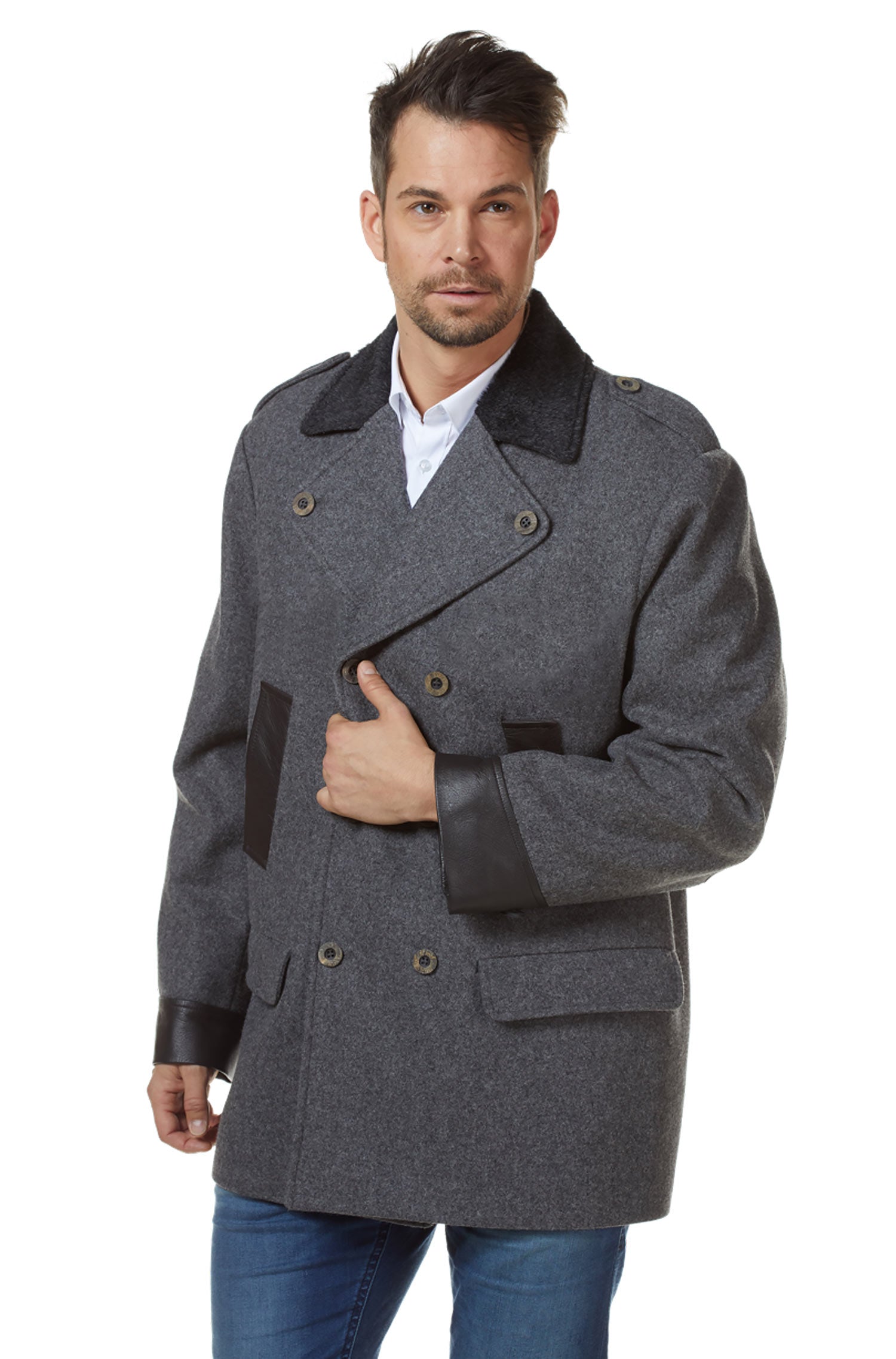 Alpaka Mantel COLANI aus Alpaka und Woll-Mix-grau