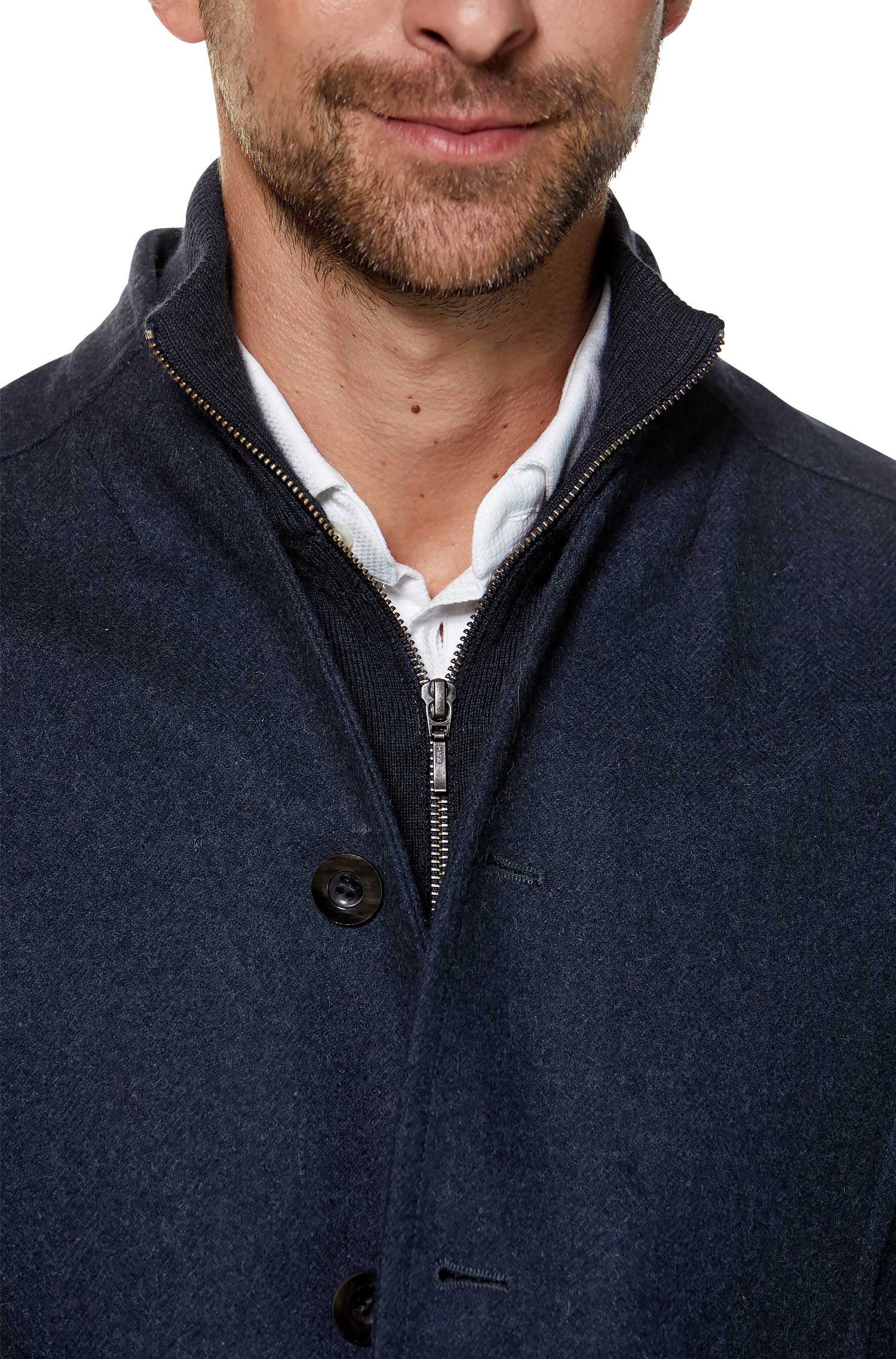 Alpaka Mantel PABLO aus Alpaka und Woll-Mix-blau