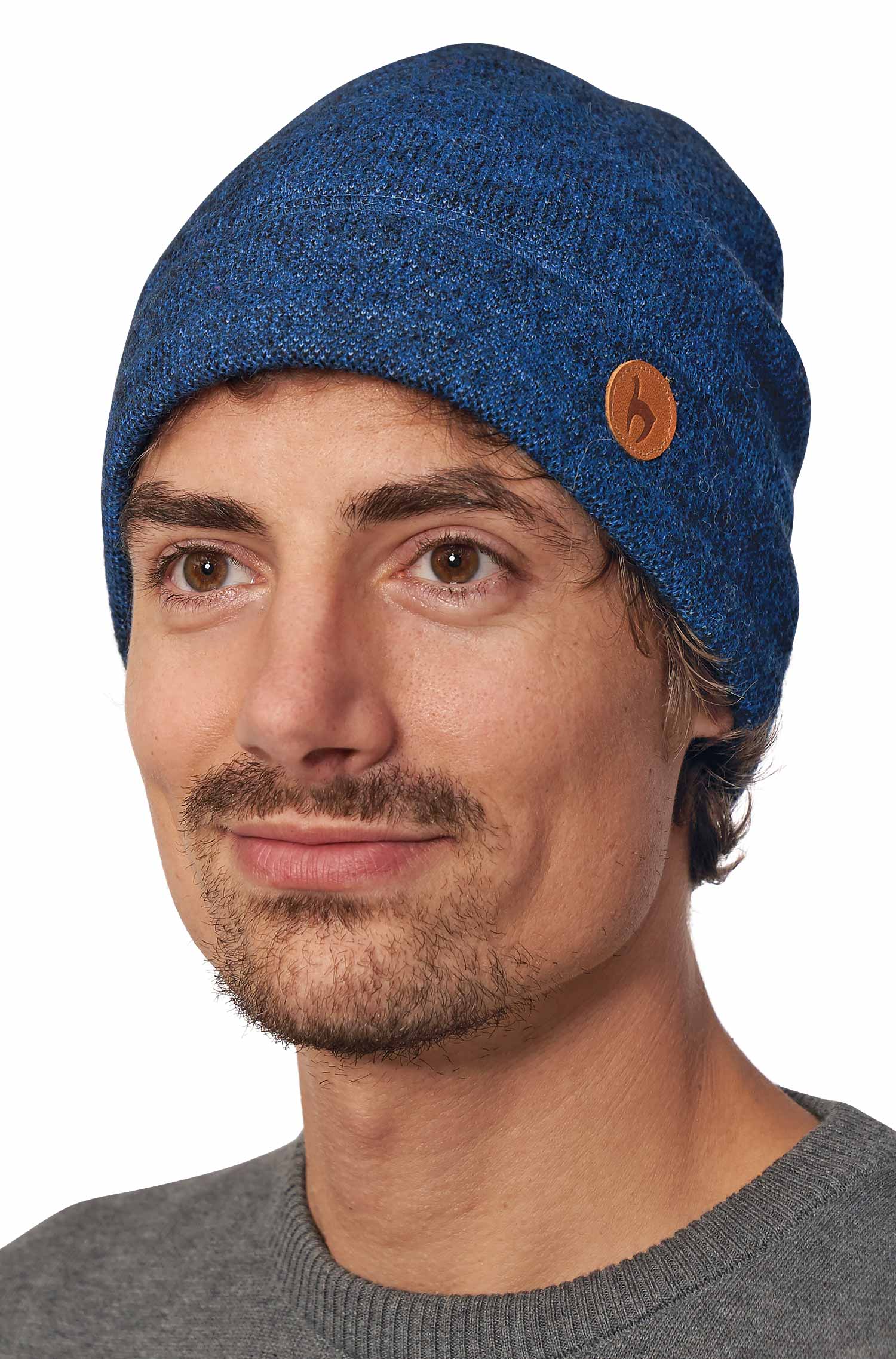 Alpaka Mütze ALPACA SPORT aus Baby Alpaka und Wolle-blau