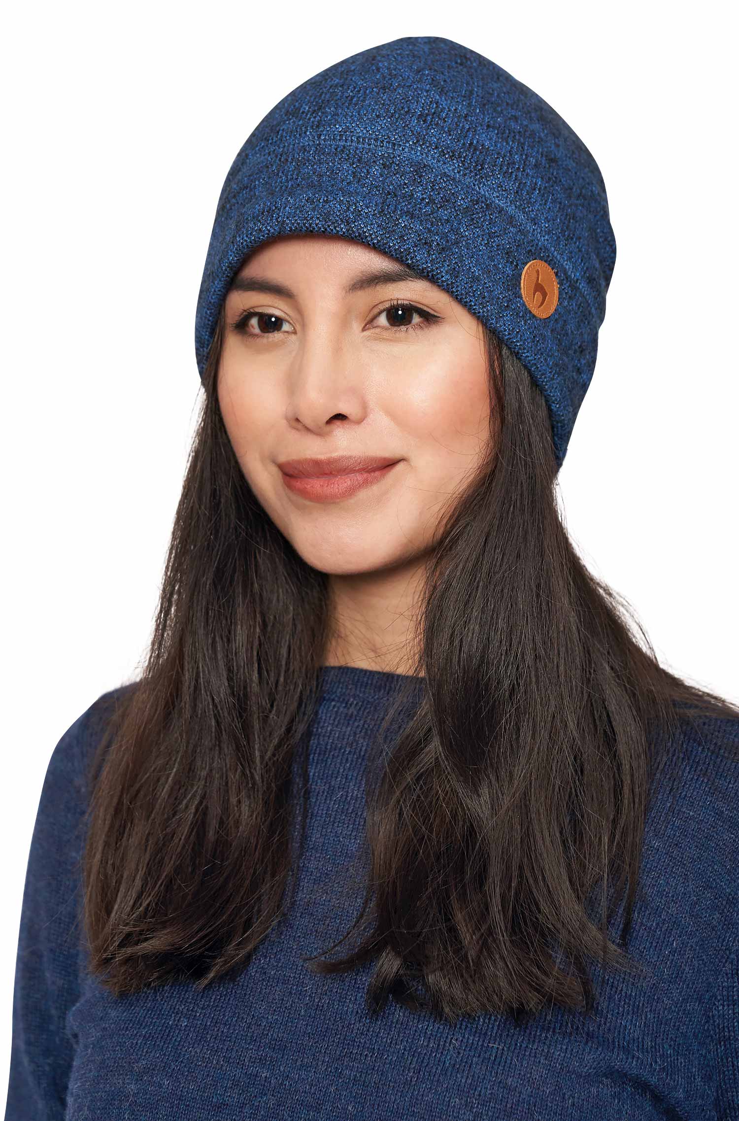 Alpaka Mütze ALPACA SPORT aus Baby Alpaka und Wolle-blau