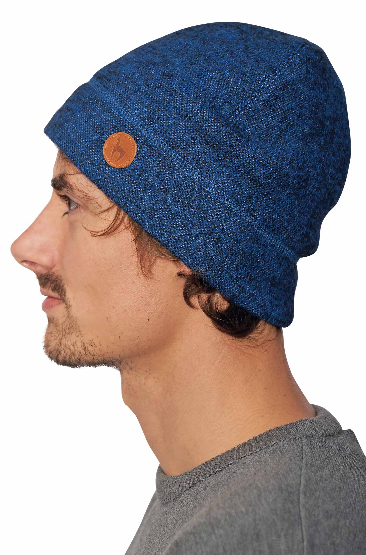Alpaka Mütze ALPACA SPORT aus Baby Alpaka und Wolle-blau