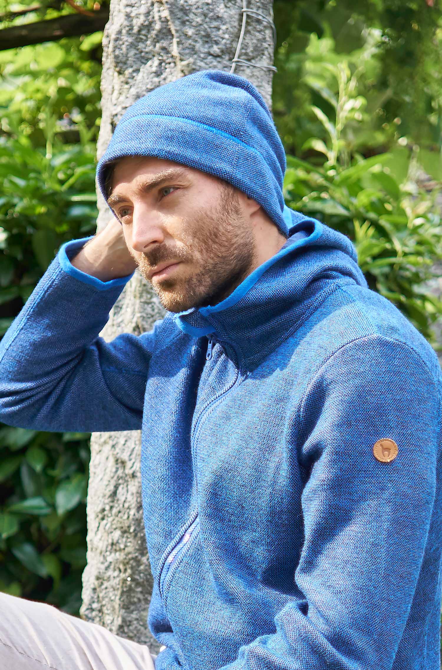 Alpaka Mütze ALPACA SPORT aus Baby Alpaka und Wolle-blau