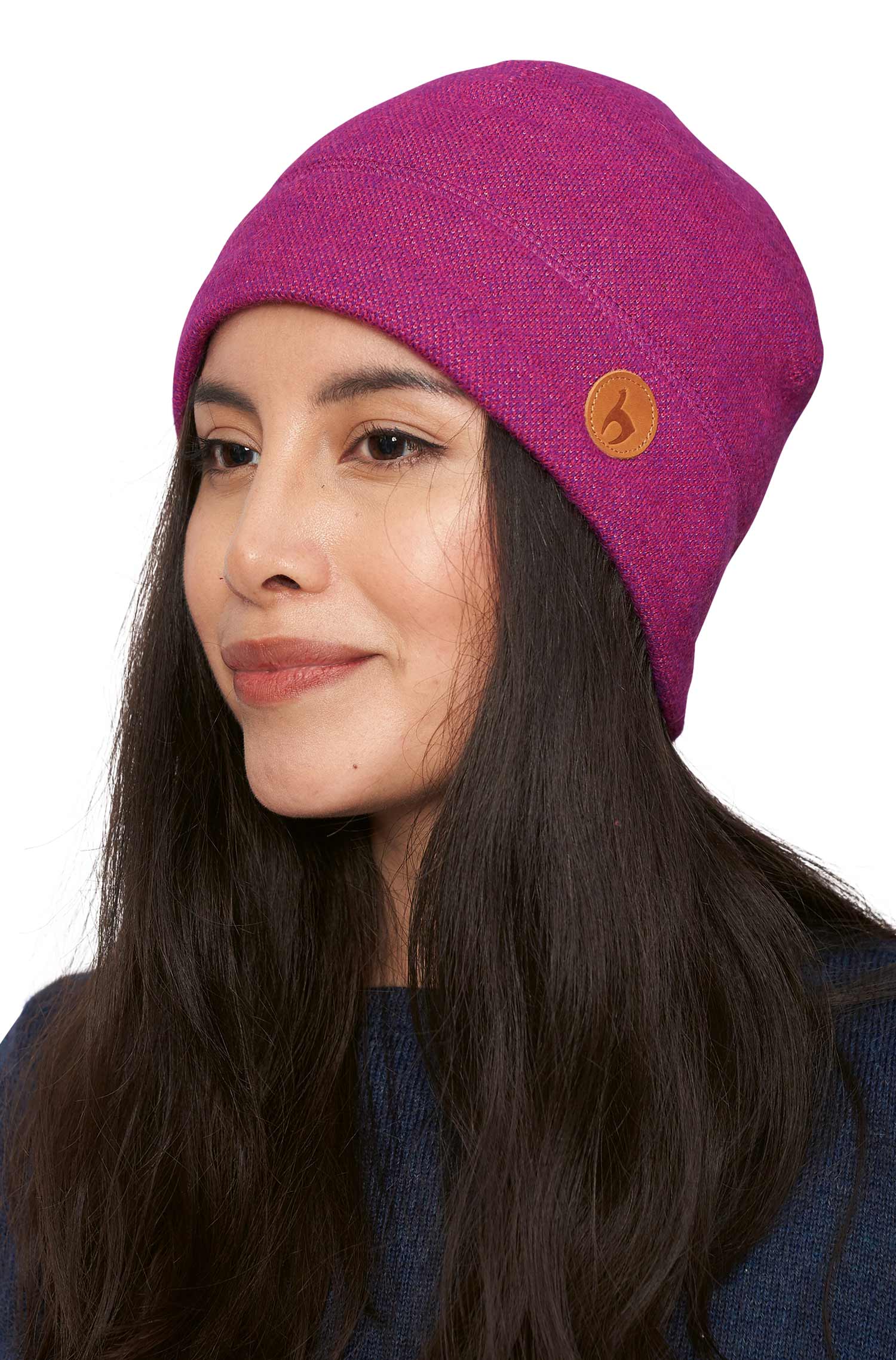 Alpaka Mütze ALPACA SPORT aus Baby Alpaka und Wolle-fuchsia