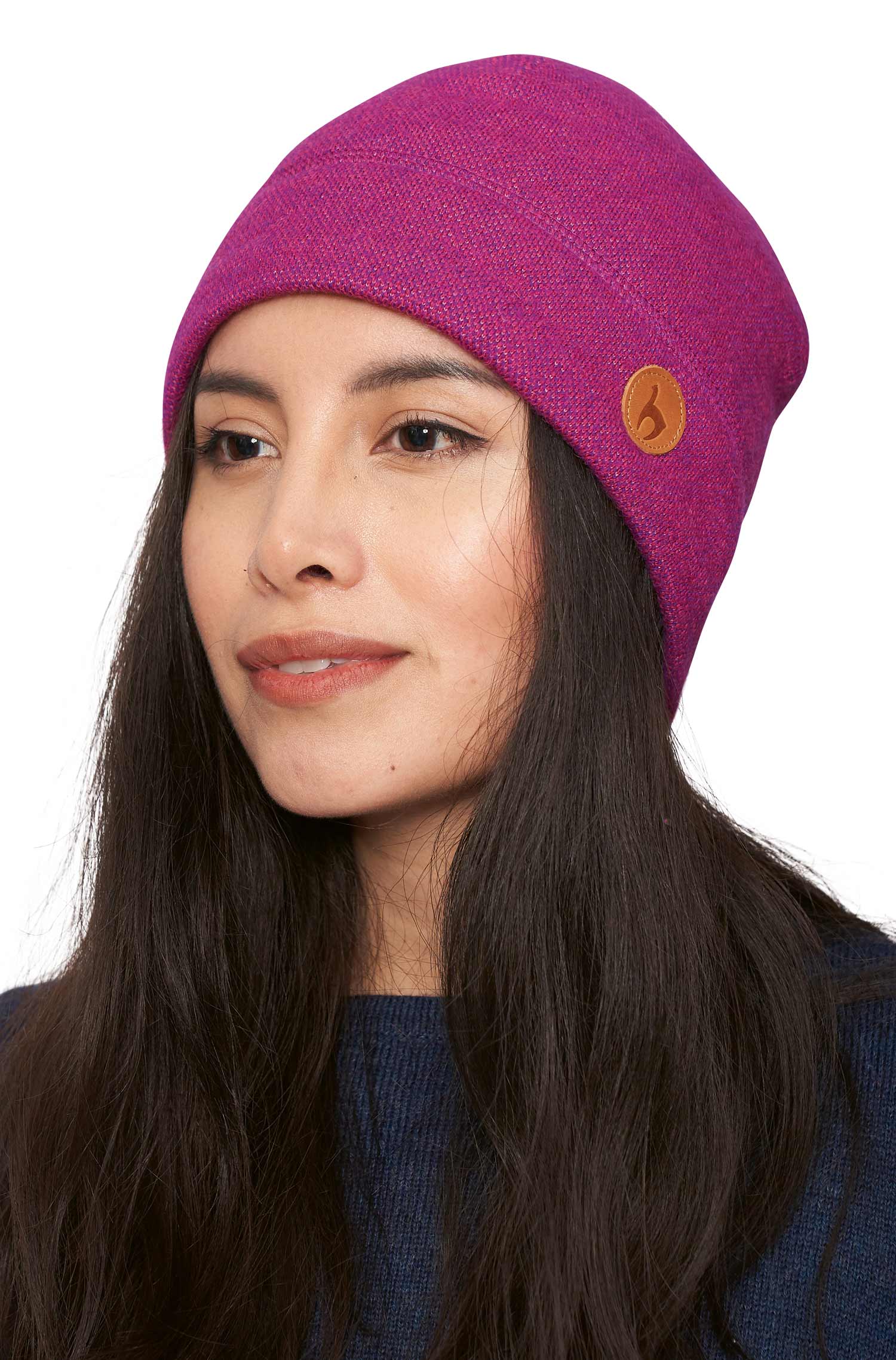 Alpaka Mütze ALPACA SPORT aus Baby Alpaka und Wolle-fuchsia