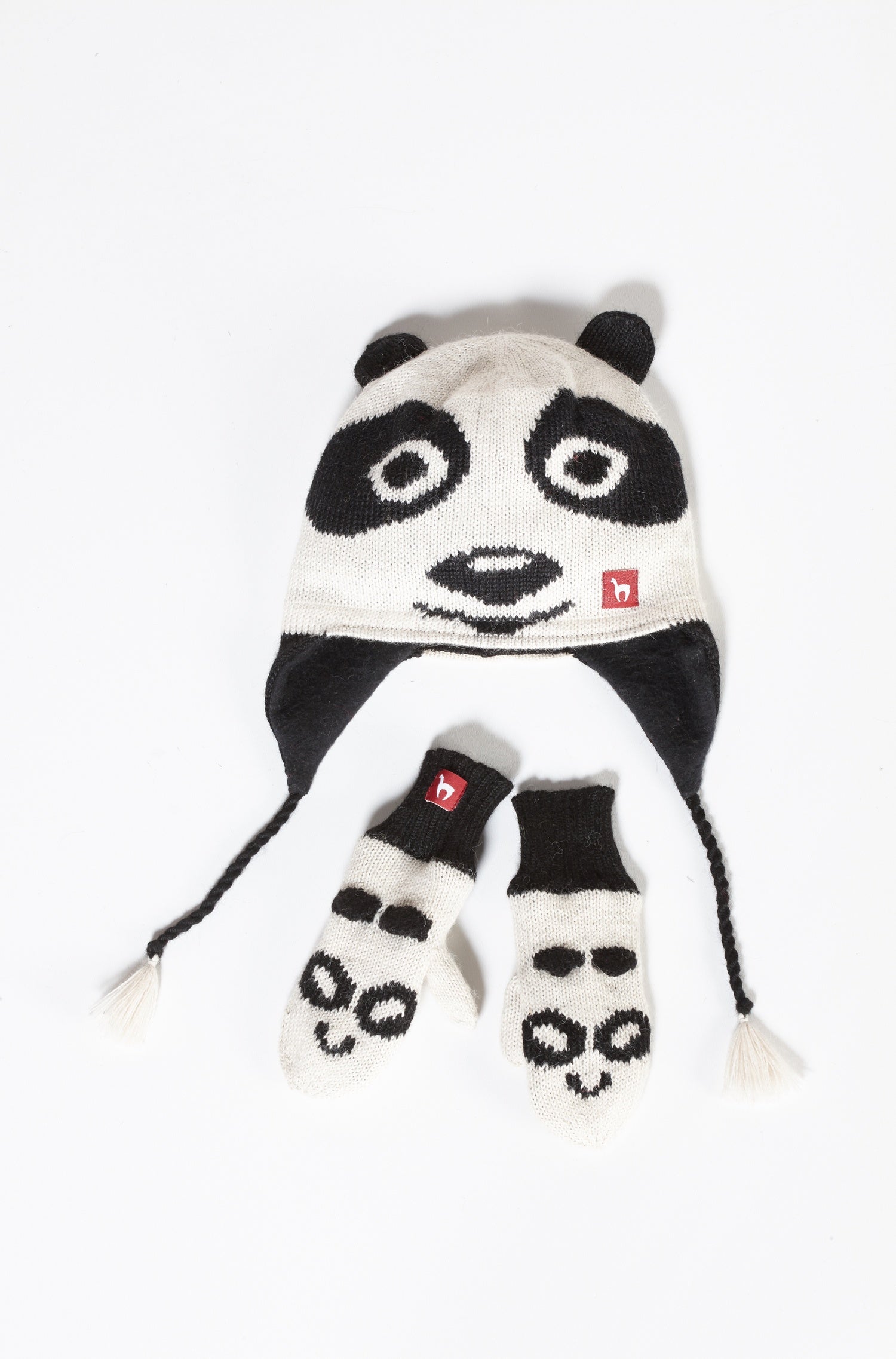 Alpaka Kinderhandschuhe PANDA (9-11 Monate) aus 100% Baby Alpaka-weiss