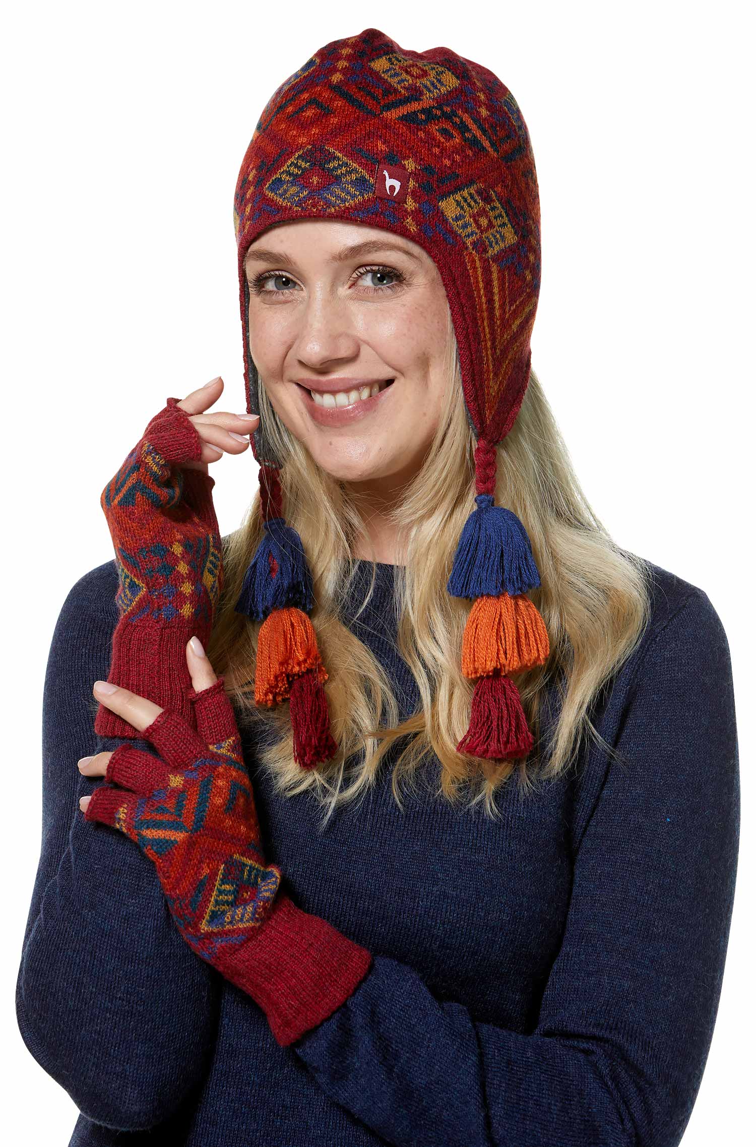 Apaka Fingerlose Handschuhe TUPAC aus 100% Baby Alpaka-rot