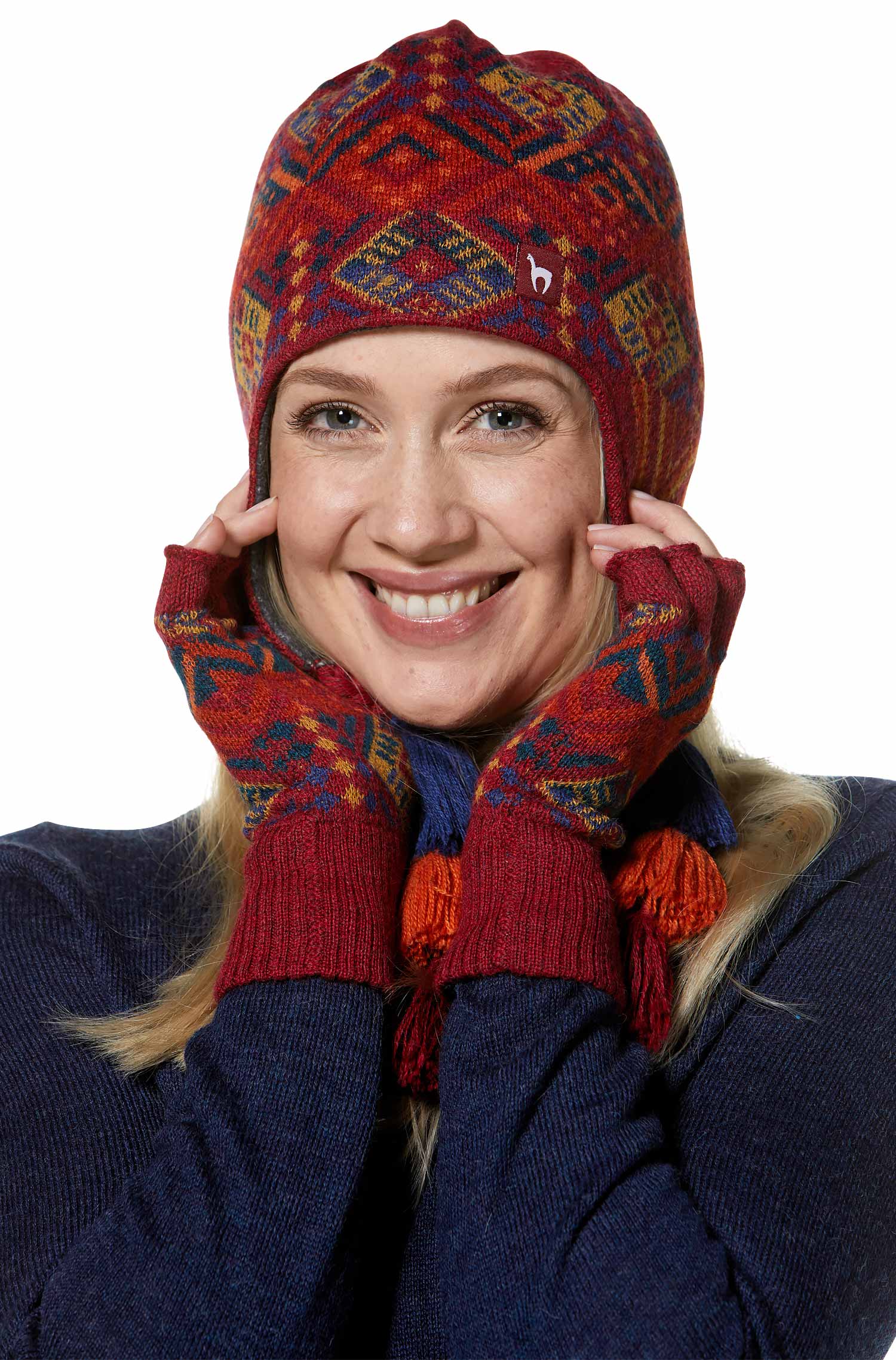 Apaka Fingerlose Handschuhe TUPAC aus 100% Baby Alpaka-rot
