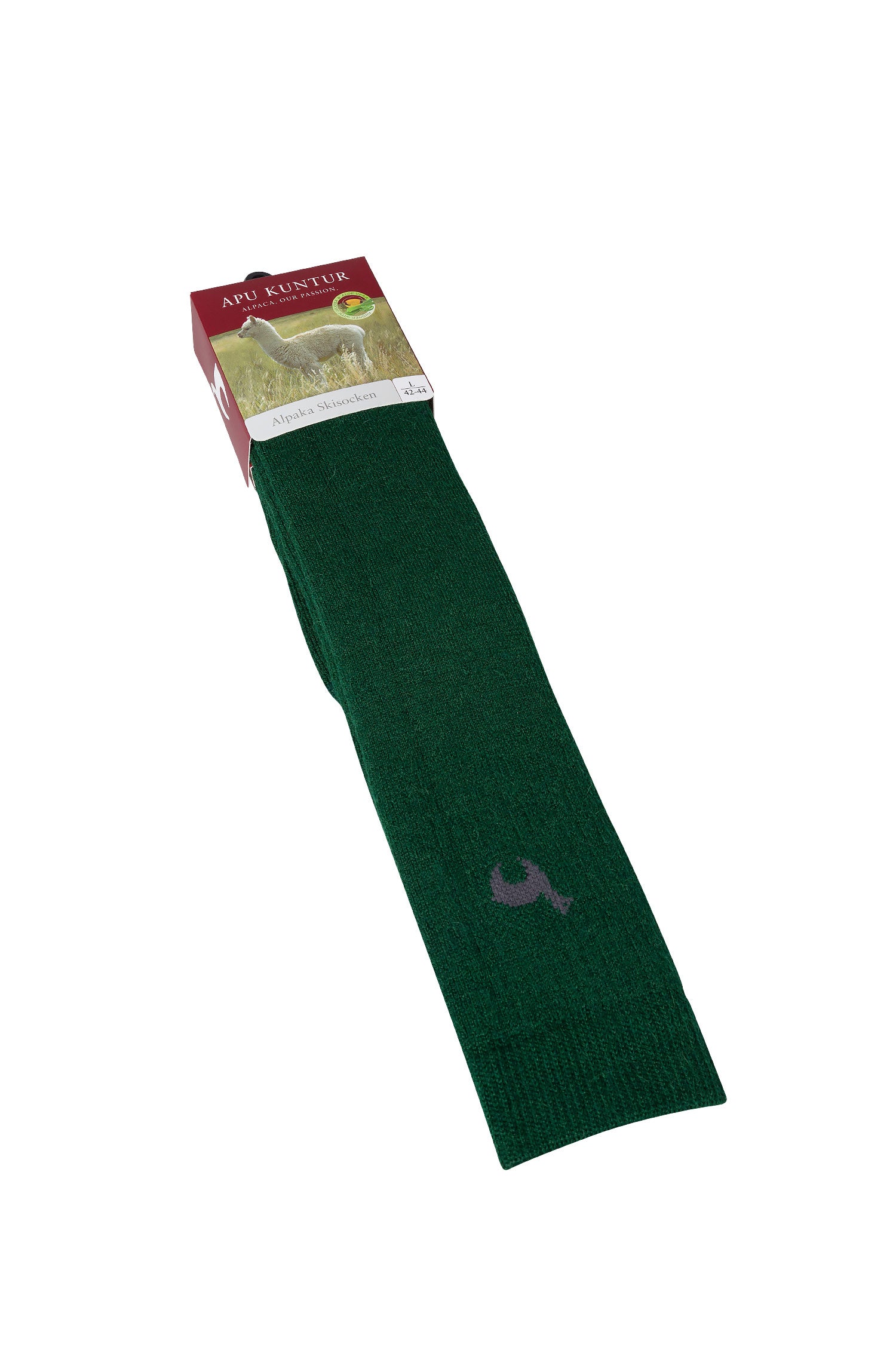 Alpaka Skisocken aus 52% Alpaka & 18% Wolle-jagdgrün