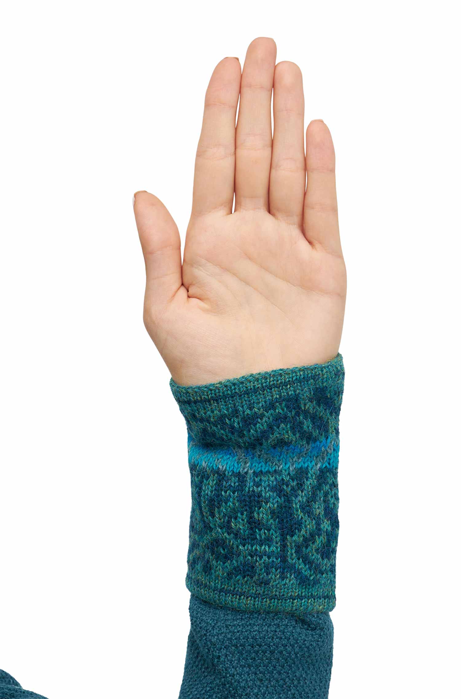 Alpaka Pulswärmer CHIMU aus 100% Baby Alpaka-türkis