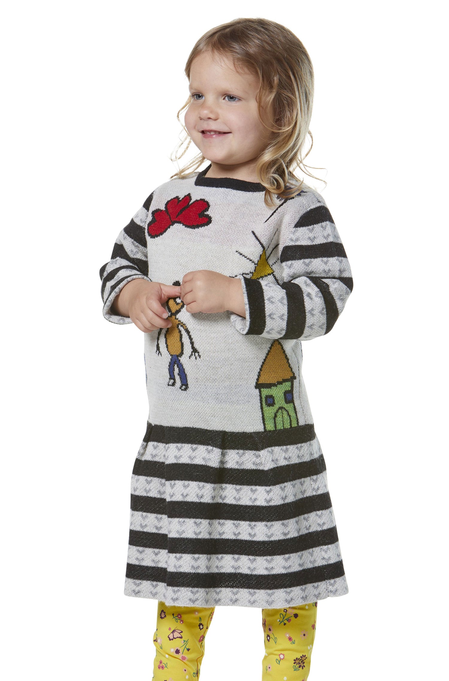 Kleid AMOR für Kinder aus 70% Baumwolle & 30% Baby Alpaka-hellgrau