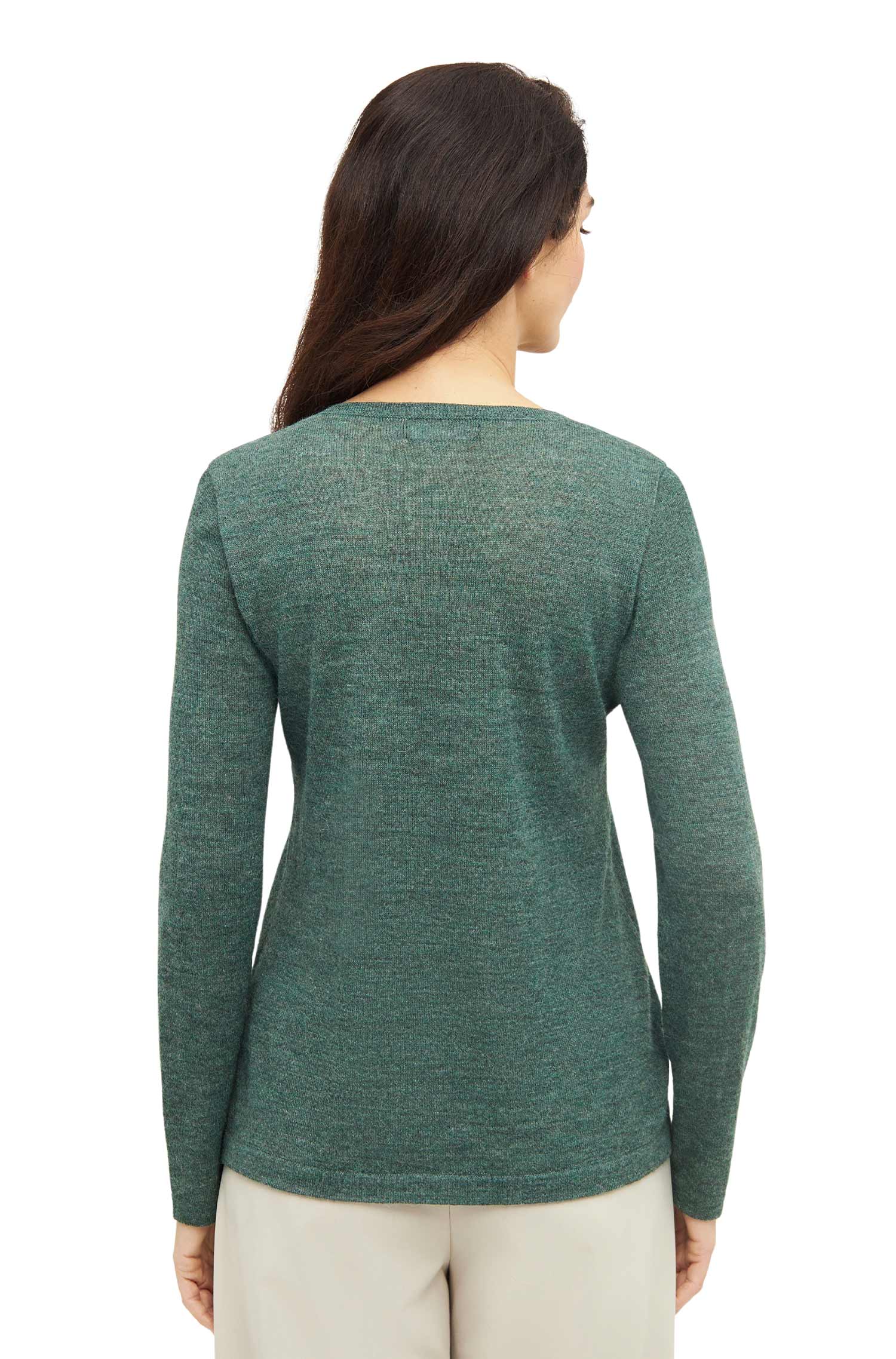 Alpaka Damen Pullover APUSENTIAL-grüngrau melange