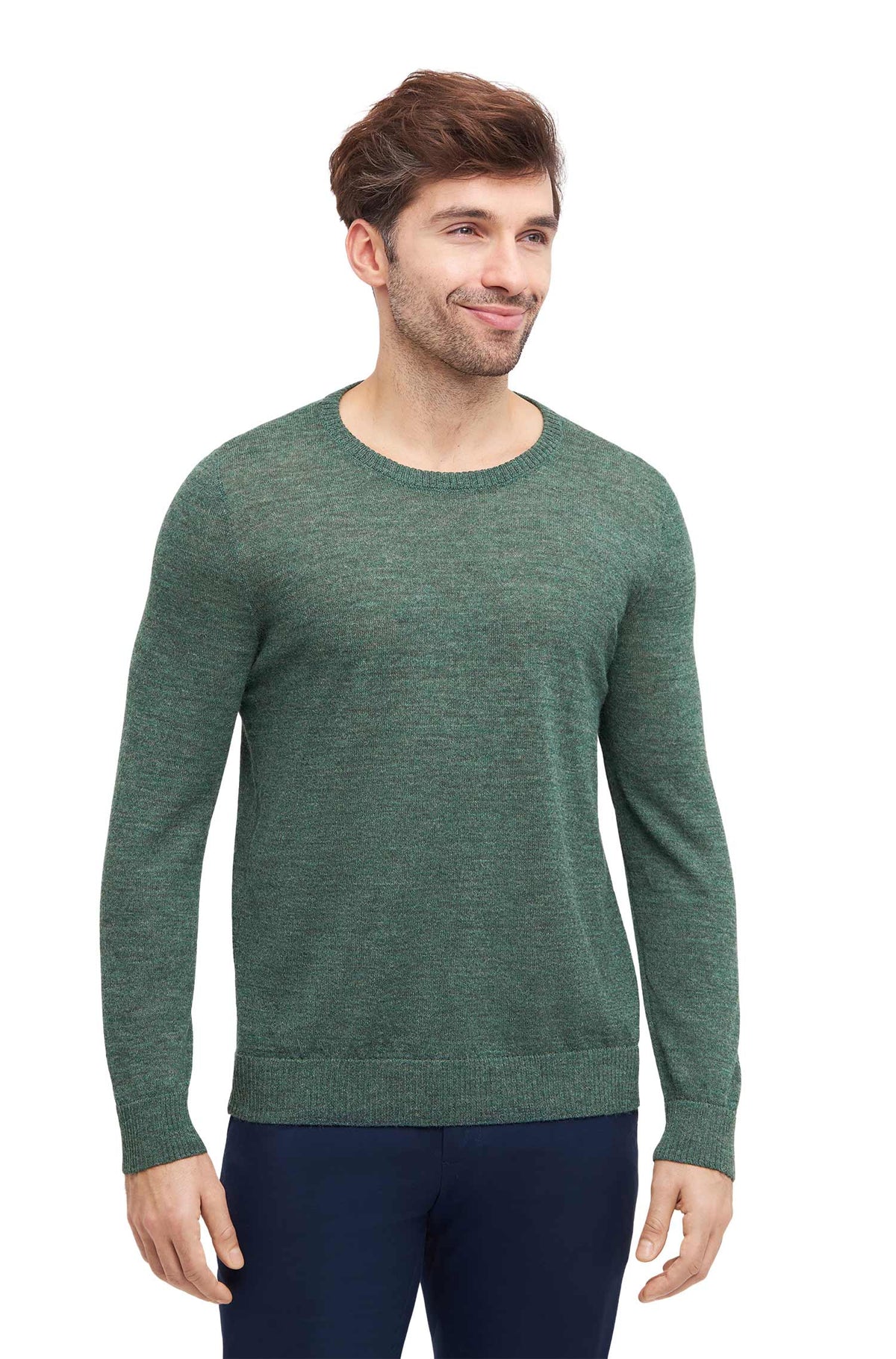 Alpaka Herren Pullover ARTURO-grüngrau melange