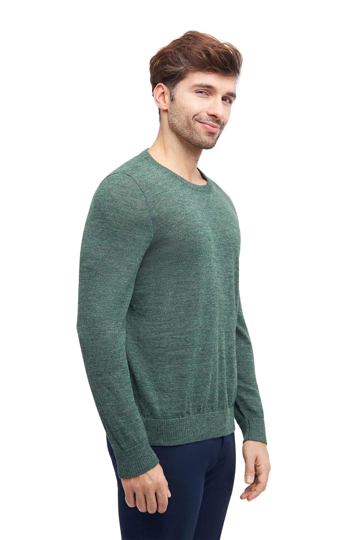 Alpaka Herren Pullover ARTURO-grüngrau melange