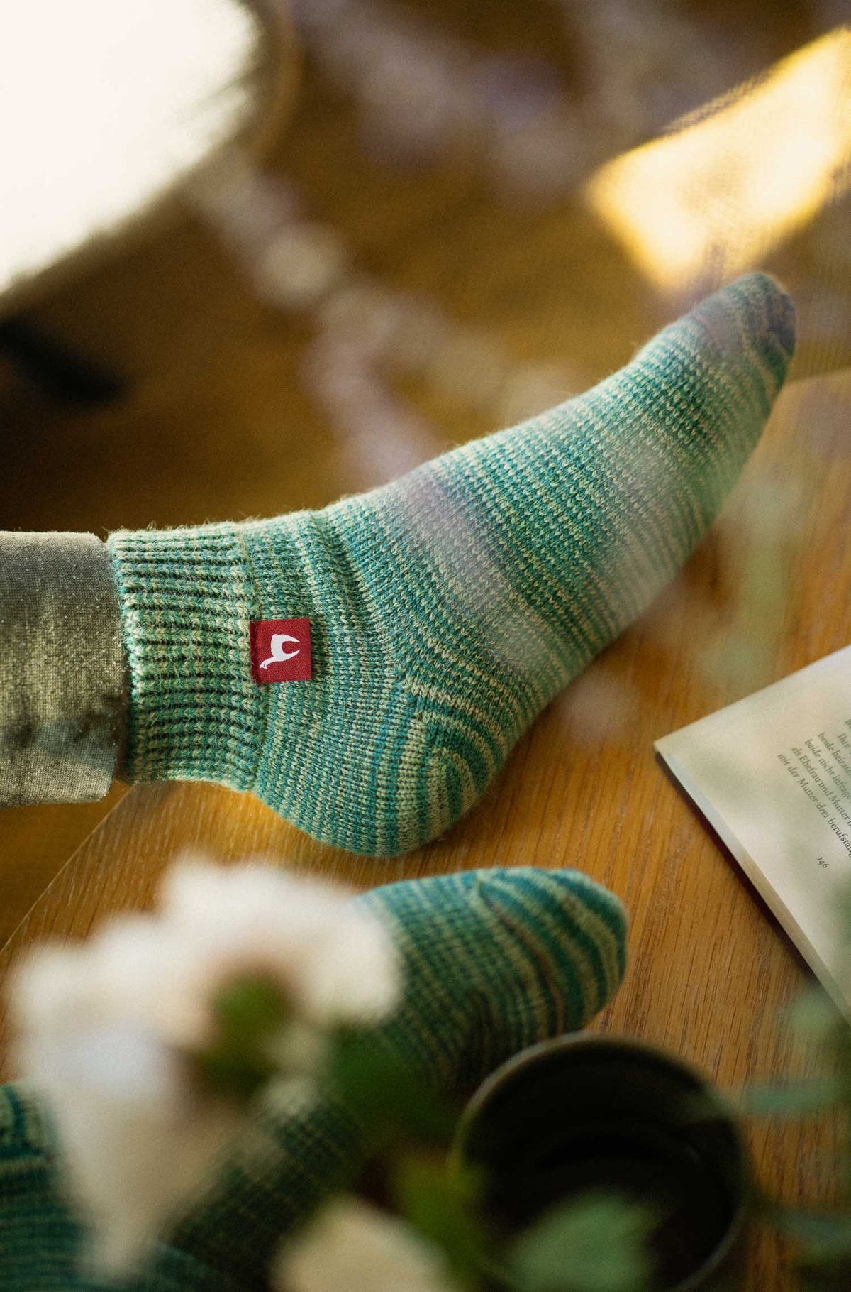 Alpaka Socken FREIZEIT-grün meliert