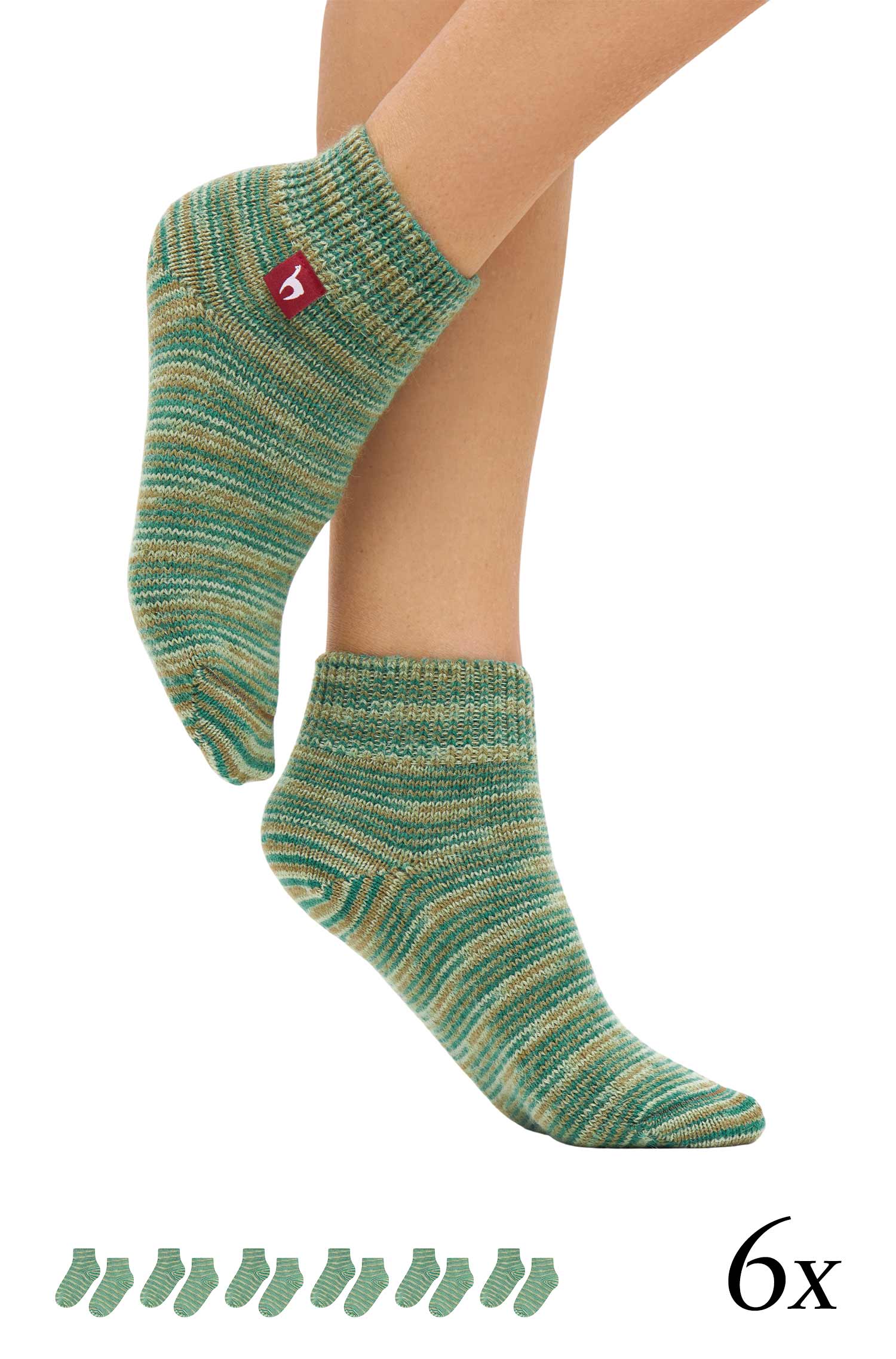Alpaka Socken FREIZEIT | 6er Pack-grün meliert