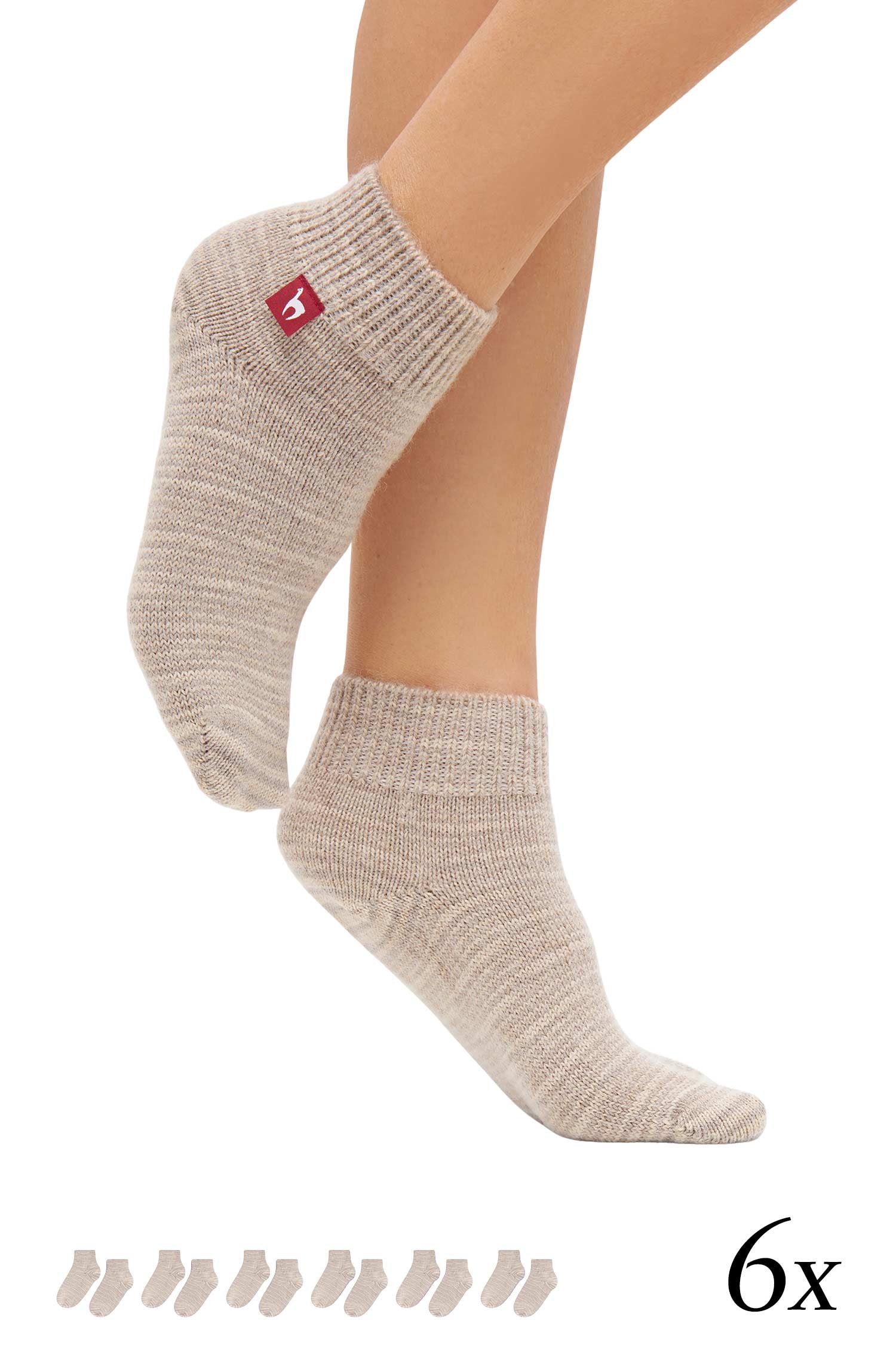 Alpaka Socken FREIZEIT | 6er Pack-sand meliert
