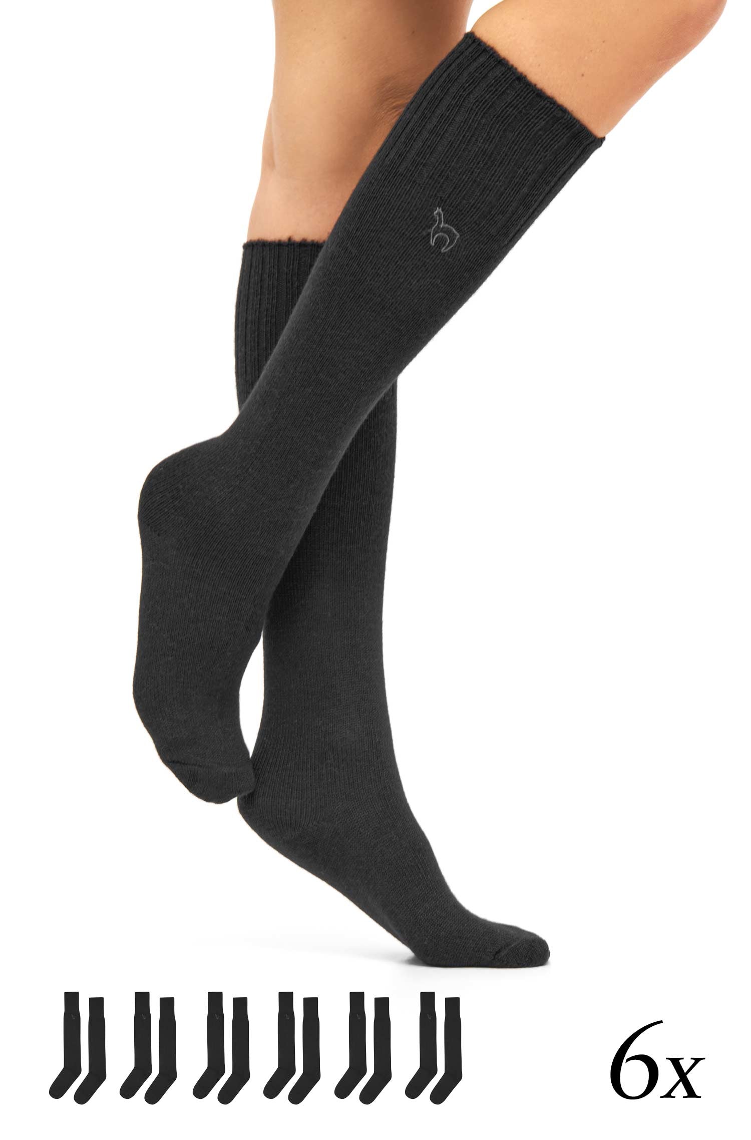 Alpaka KNIESOCKEN | 6er-Pack-schwarz