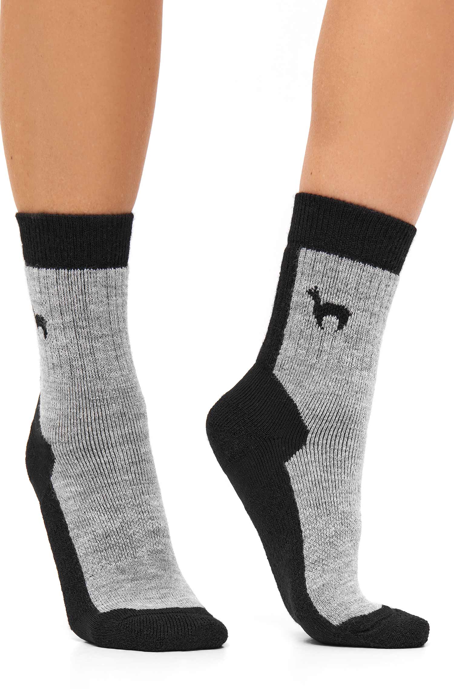 Alpaka Socken TREKKING | 6er-Pack-schwarz/grau