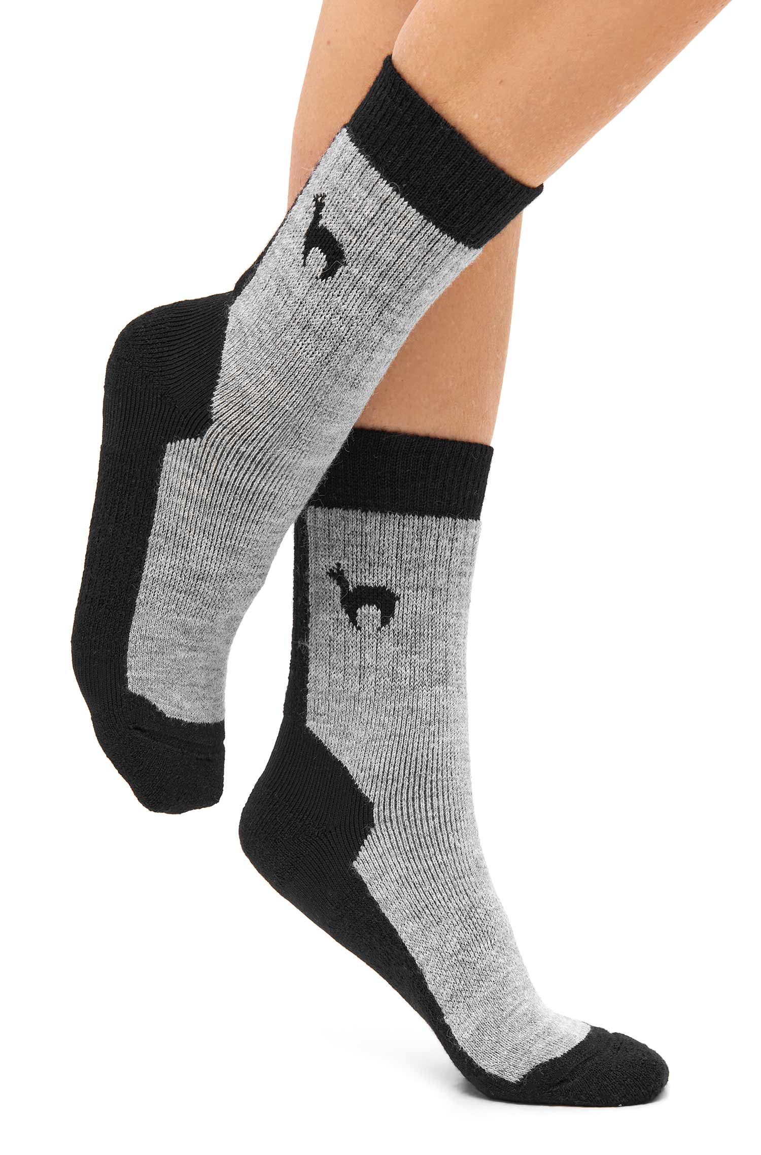 Alpaka Socken TREKKING | 6er-Pack-schwarz/grau