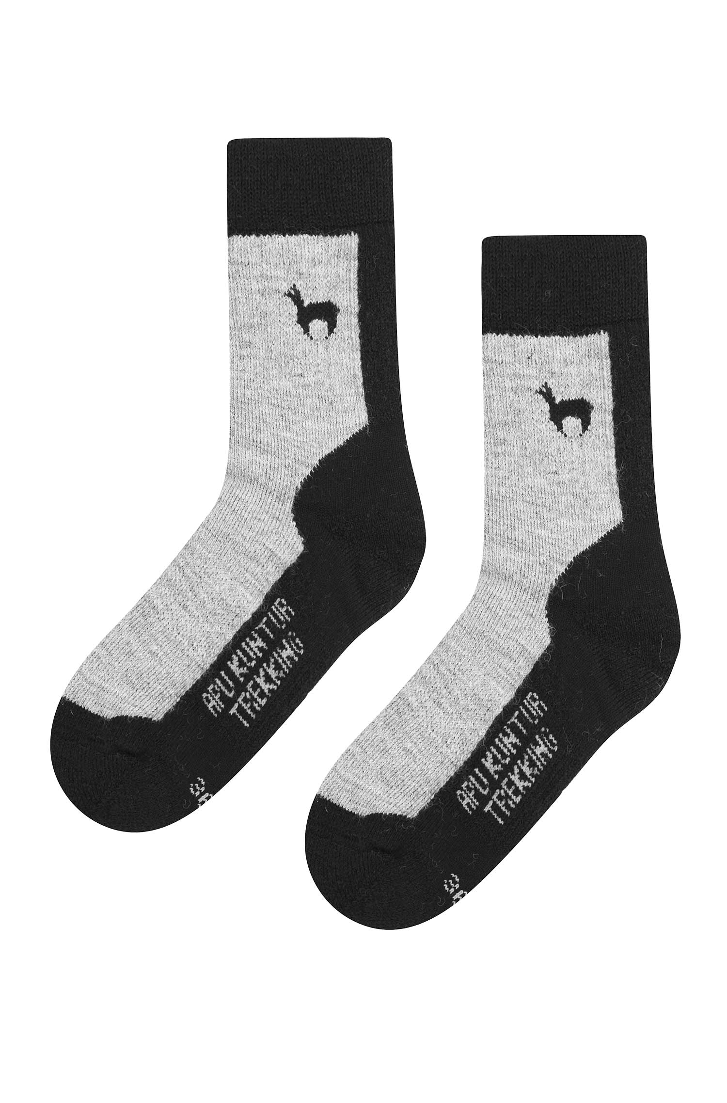 Alpaka Socken TREKKING | 6er-Pack-schwarz/grau