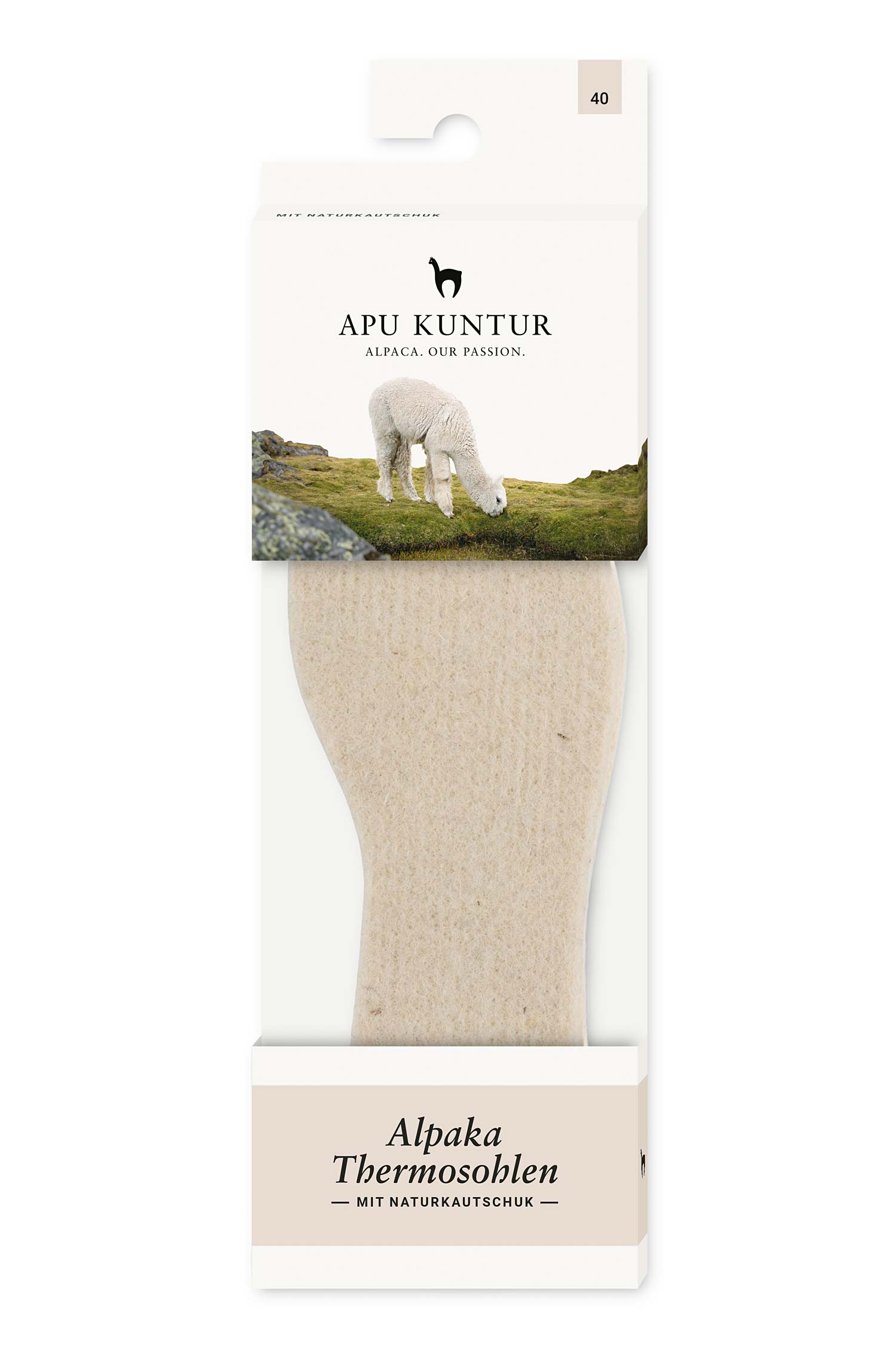 Alpaka Sohlen THERMO gummiert-weiss